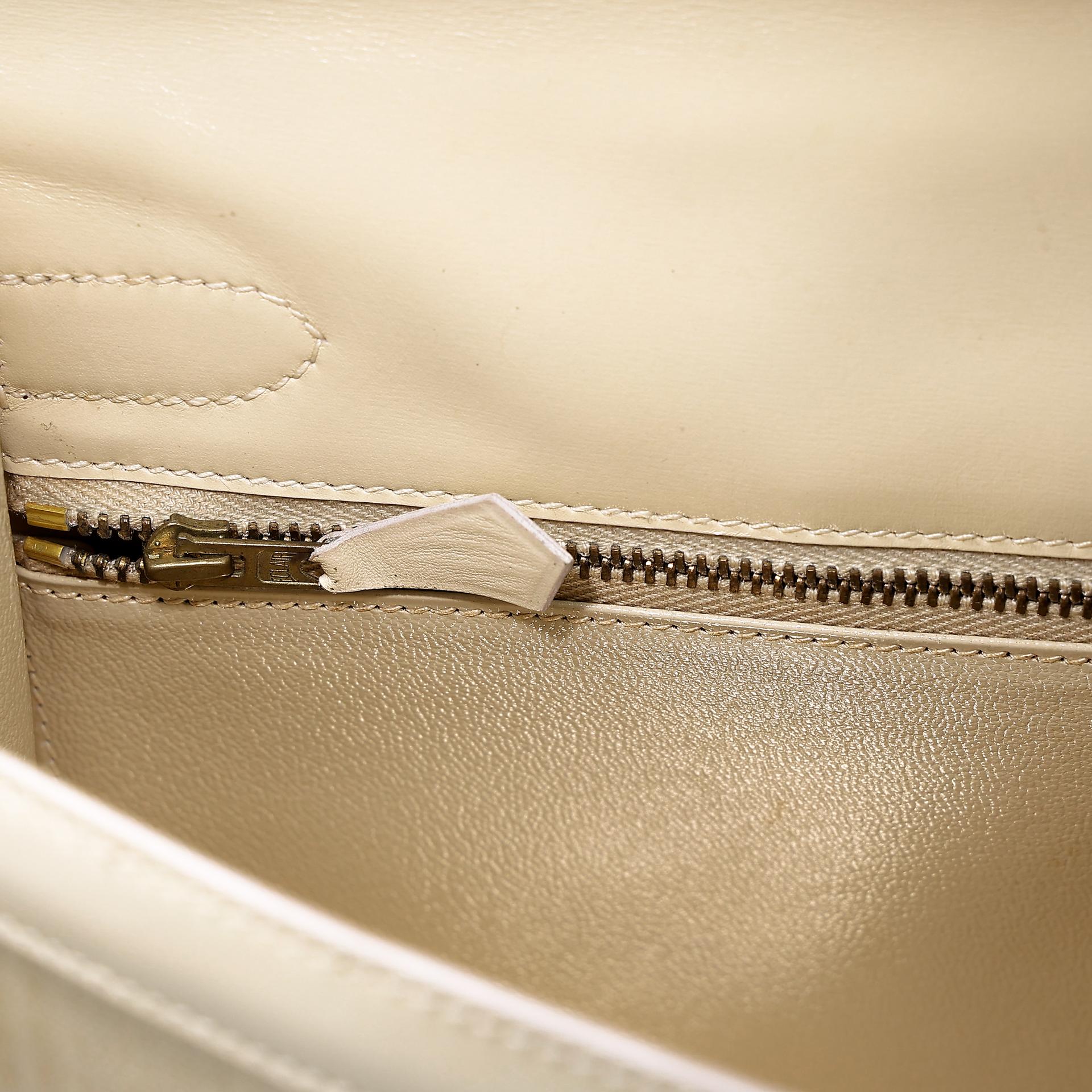 Good ( Rank AB) HERMÈS Kelly 32 Sellier Crinoline Beige Crinoline Box-calf Gold hardware Circle S (1989) - 31