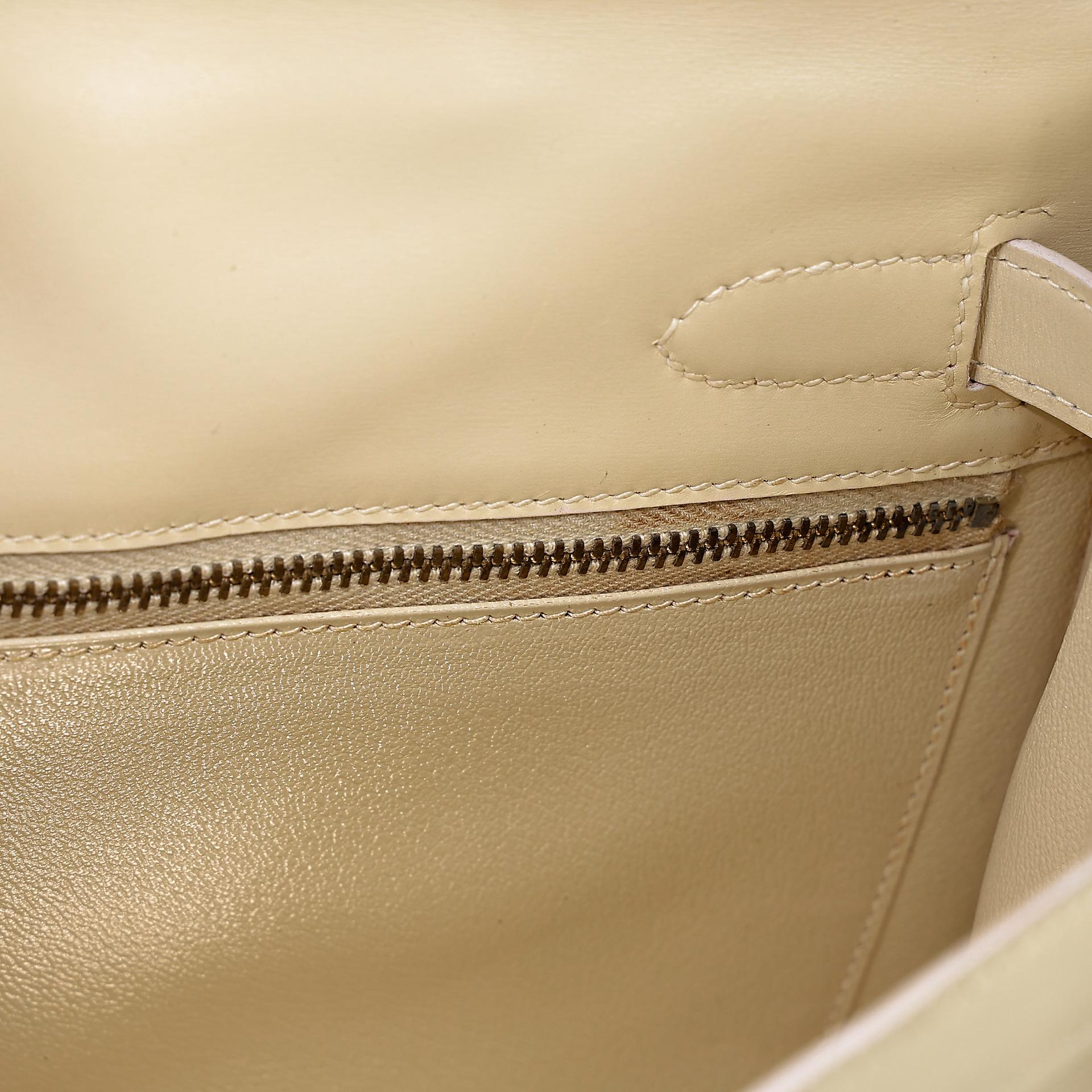 Good ( Rank AB) HERMÈS Kelly 32 Sellier Crinoline Beige Crinoline Box-calf Gold hardware Circle S (1989) - 32