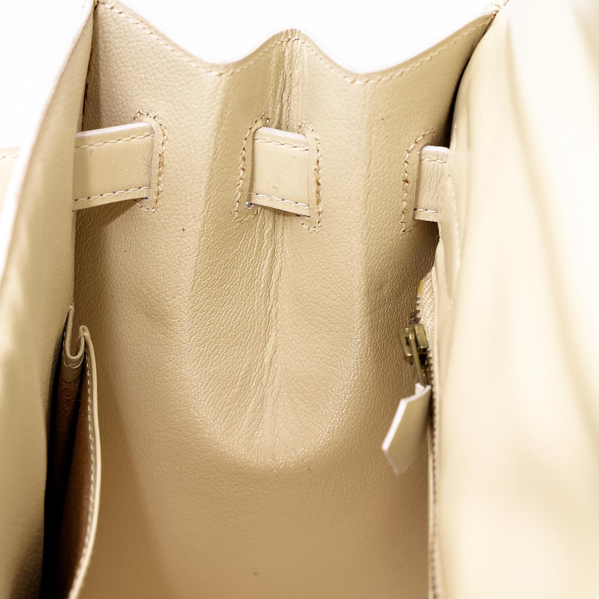 Good ( Rank AB) HERMÈS Kelly 32 Sellier Crinoline Beige Crinoline Box-calf Gold hardware Circle S (1989) - 35