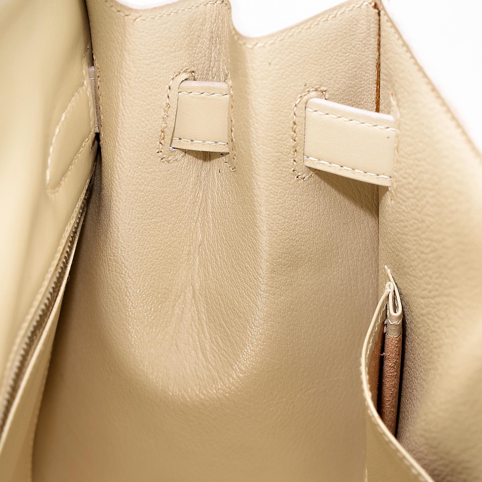 Good ( Rank AB) HERMÈS Kelly 32 Sellier Crinoline Beige Crinoline Box-calf Gold hardware Circle S (1989) - 37