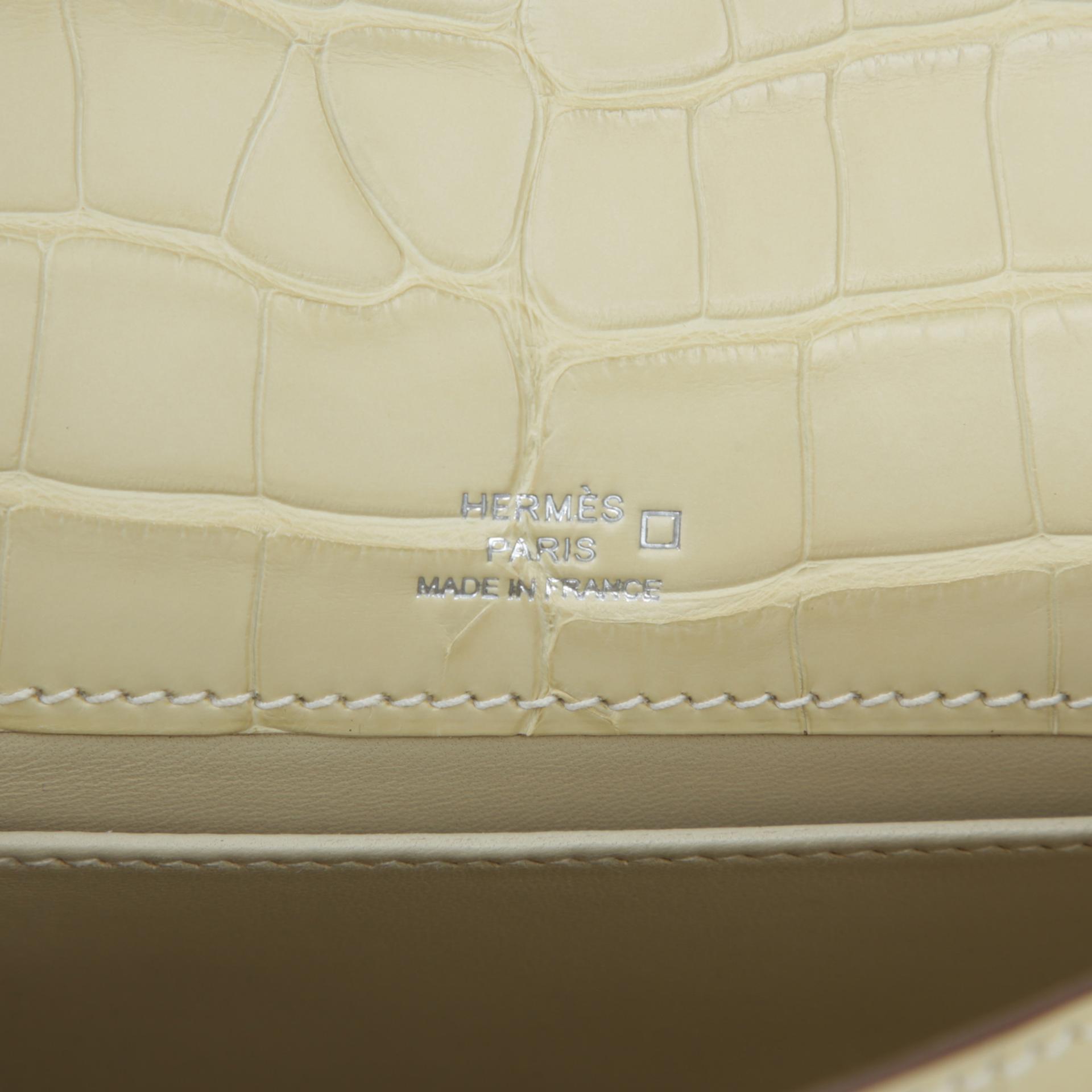 全新 HERMÈS 爱马仕 Kelly Pochette Y1 香草色 Vanille □ 短吻鳄 雾面 银扣 W刻 2024年 - 10