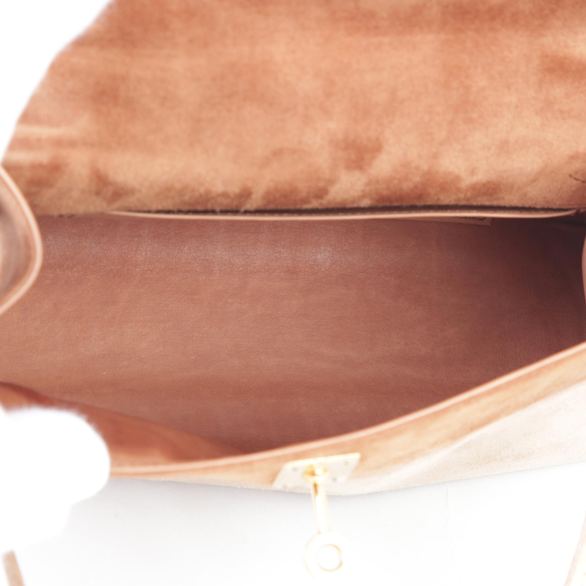 中古AB HERMÈS 爱马仕 Kelly Pochette 棕色 Doblis Suede 麂皮 金扣 □I刻 2005年 - 12