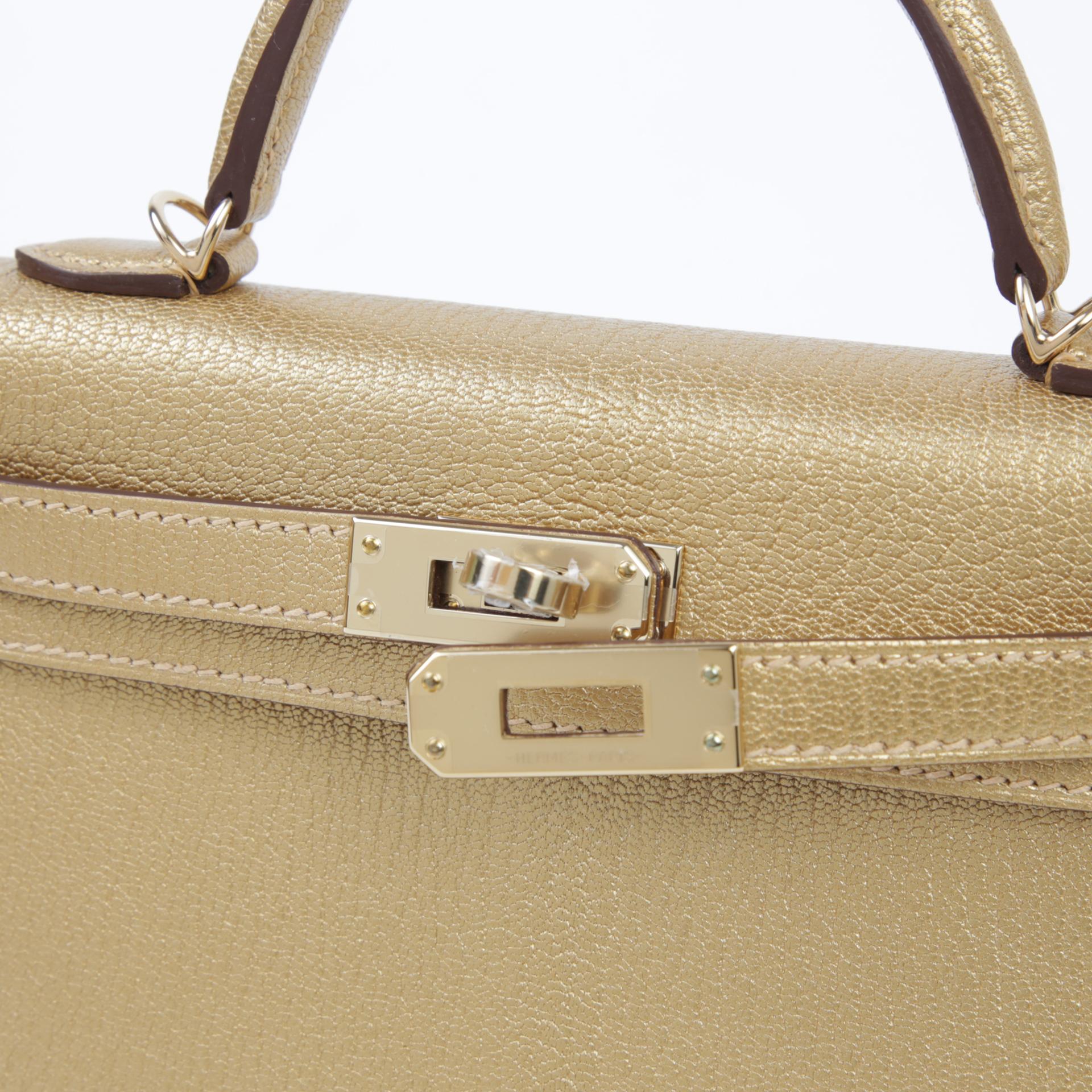 Brand New ( Rank N ) HERMÈS Mini Kelly II Dore (Y9) Chamkila Permabrass hardware W (2024) - 8