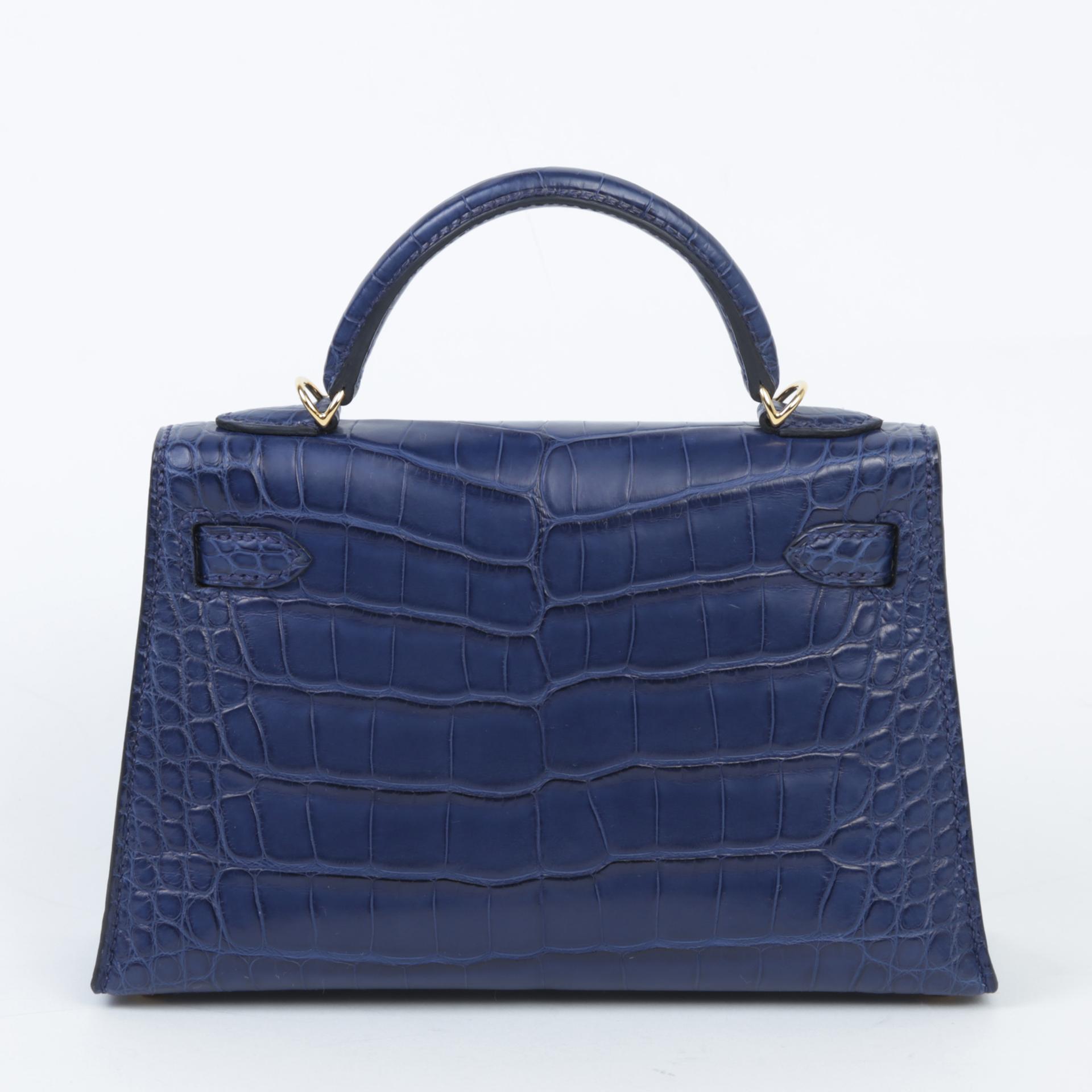 ランク N 新品 HERMÈS エルメス ミニケリー2 ブルーサフィール (73) クロコダイル アリゲーター マット ゴールド金具 W刻印 - 2
