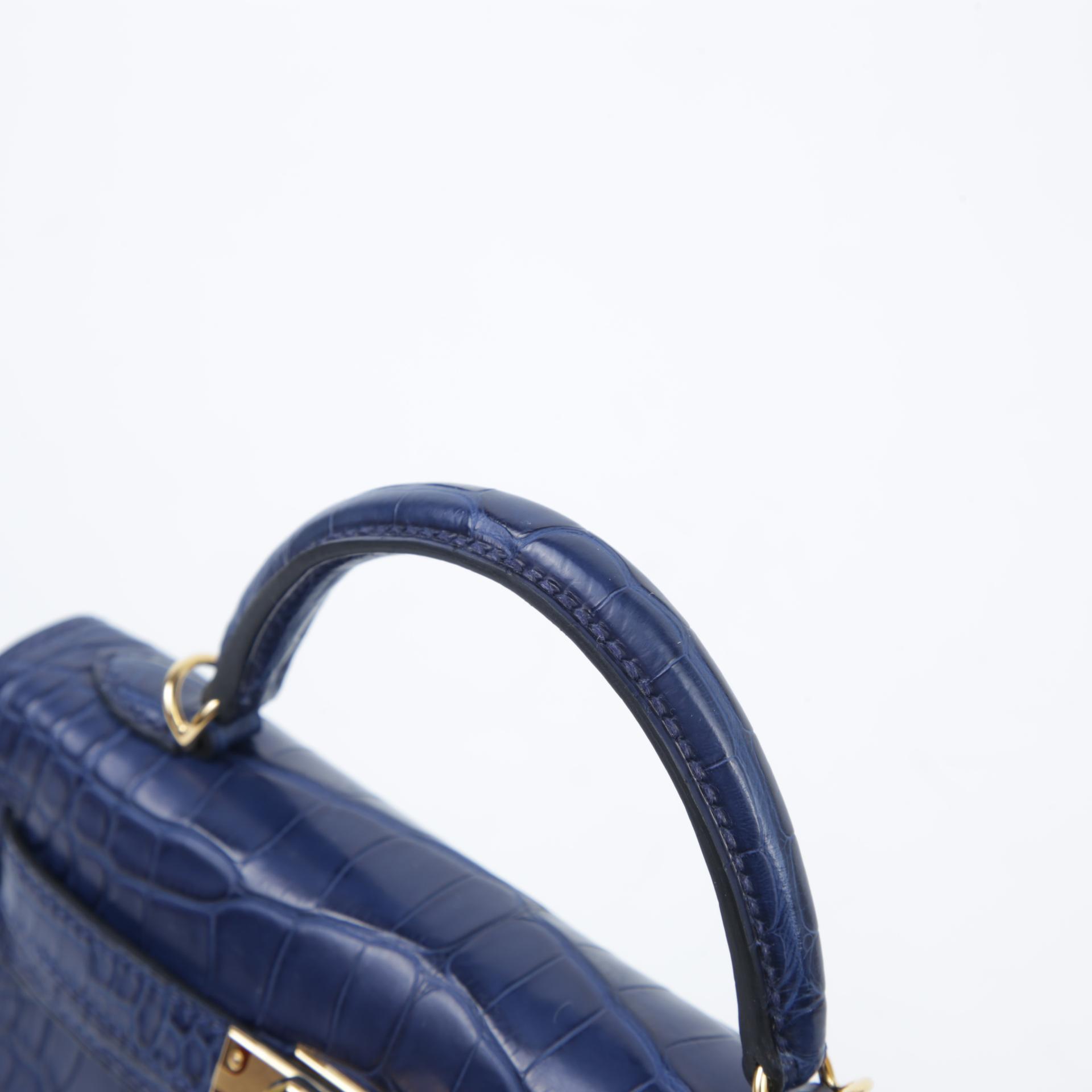 ランク N 新品 HERMÈS エルメス ミニケリー2 ブルーサフィール (73) クロコダイル アリゲーター マット ゴールド金具 W刻印 - 3