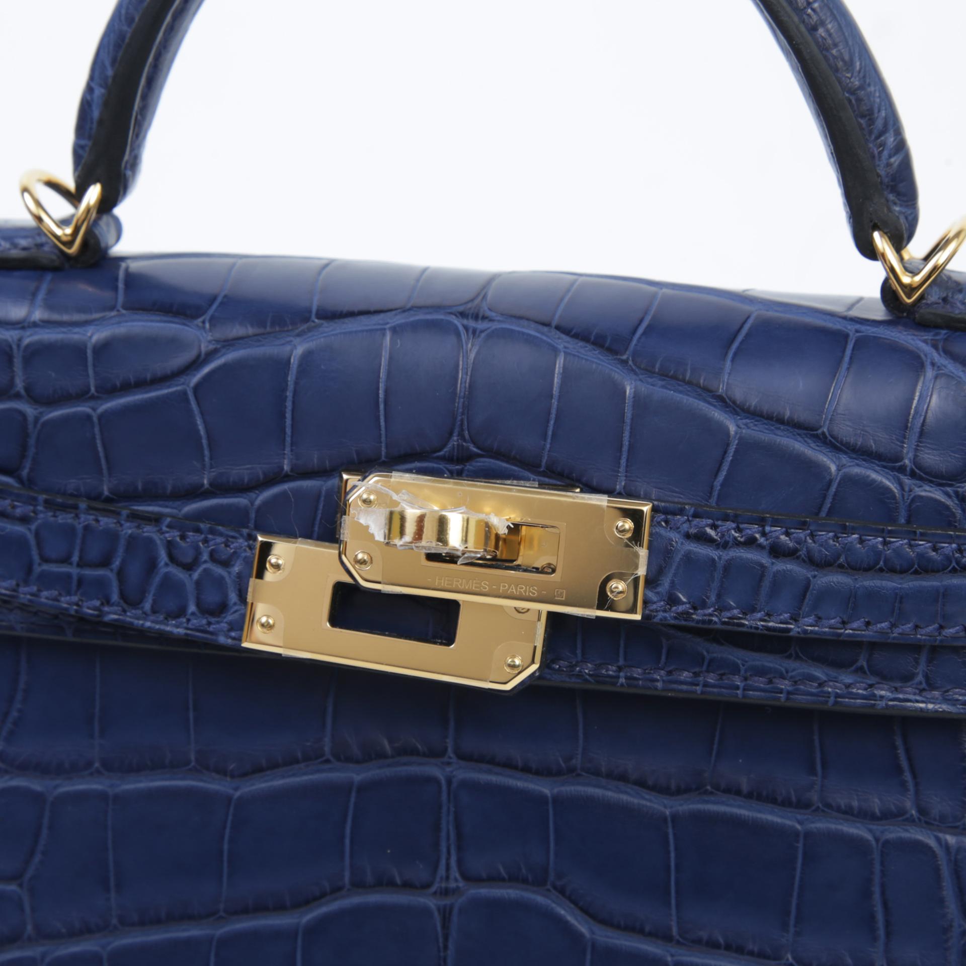 ランク N 新品 HERMÈS エルメス ミニケリー2 ブルーサフィール (73) クロコダイル アリゲーター マット ゴールド金具 W刻印 - 8