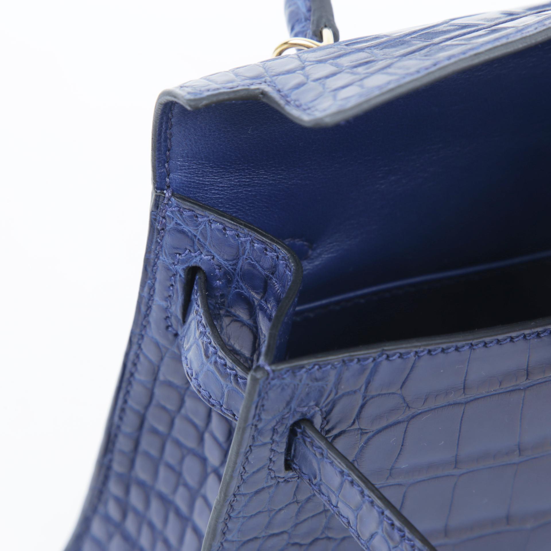 ランク N 新品 HERMÈS エルメス ミニケリー2 ブルーサフィール (73) クロコダイル アリゲーター マット ゴールド金具 W刻印 - 11