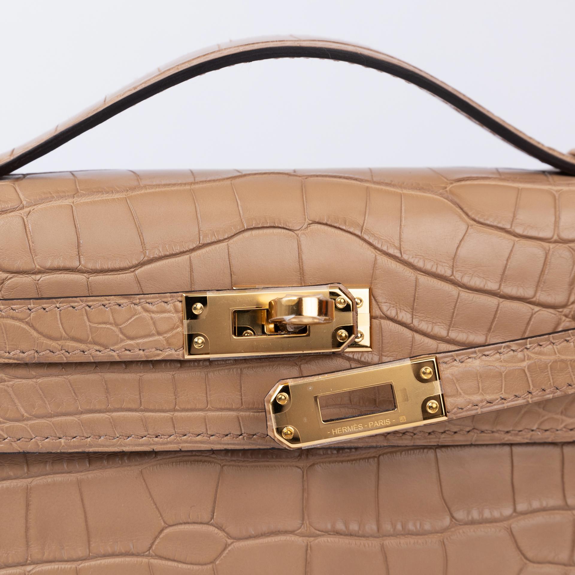 Brand New ( Rank N ) HERMÈS Kelly Pochette Chai (0M) Matte Alligator Gold hardware W (2024) - 4