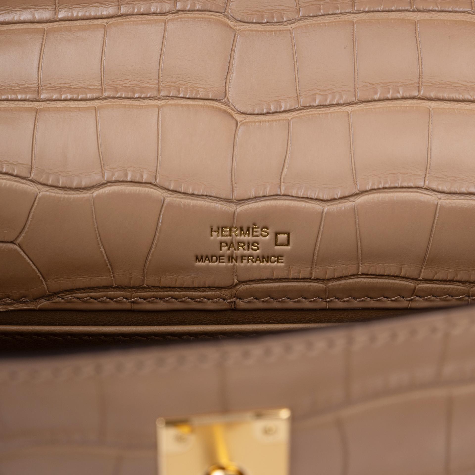 Brand New ( Rank N ) HERMÈS Kelly Pochette Chai (0M) Matte Alligator Gold hardware W (2024) - 10