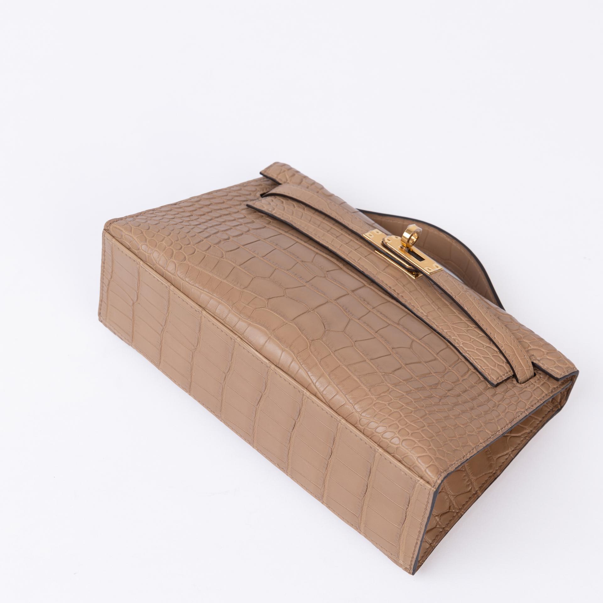 Brand New ( Rank N ) HERMÈS Kelly Pochette Chai (0M) Matte Alligator Gold hardware W (2024) - 7