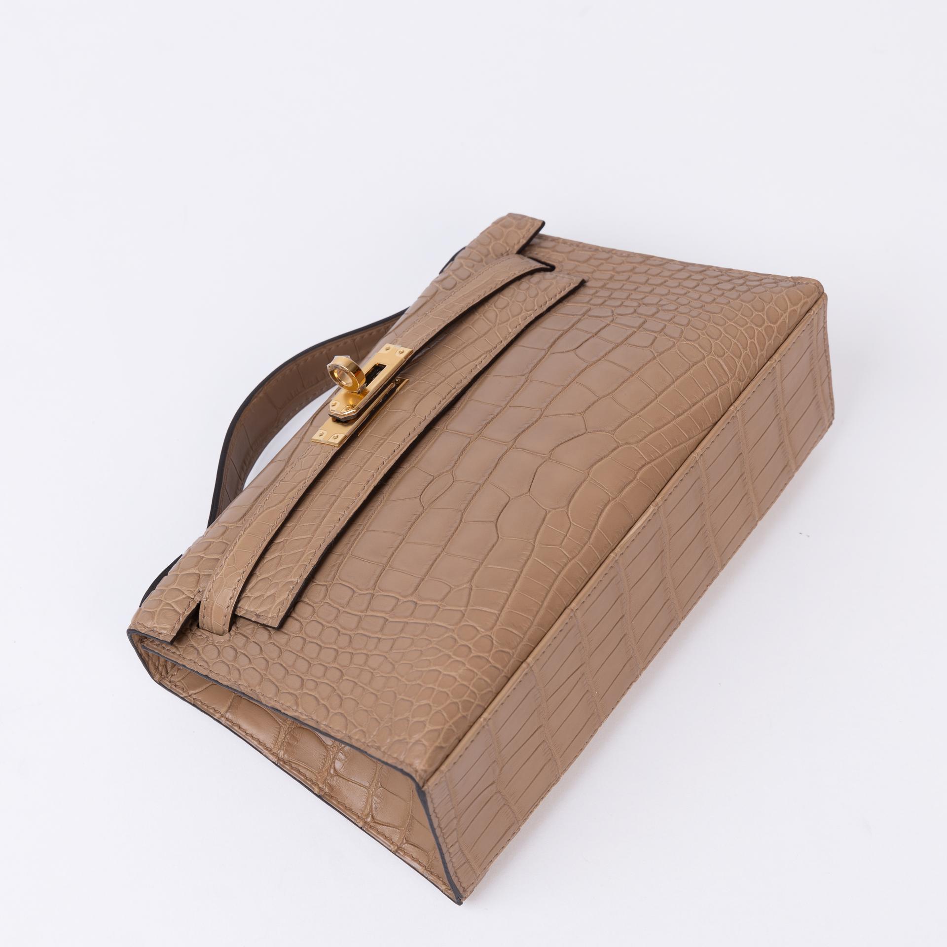 Brand New ( Rank N ) HERMÈS Kelly Pochette Chai (0M) Matte Alligator Gold hardware W (2024) - 6