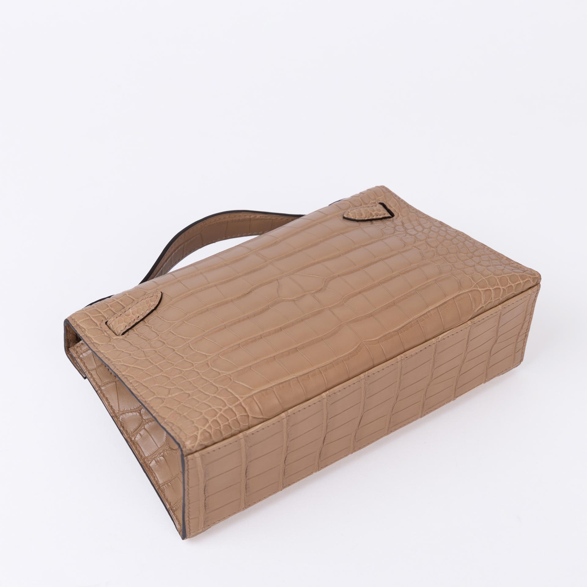 Brand New ( Rank N ) HERMÈS Kelly Pochette Chai (0M) Matte Alligator Gold hardware W (2024) - 8