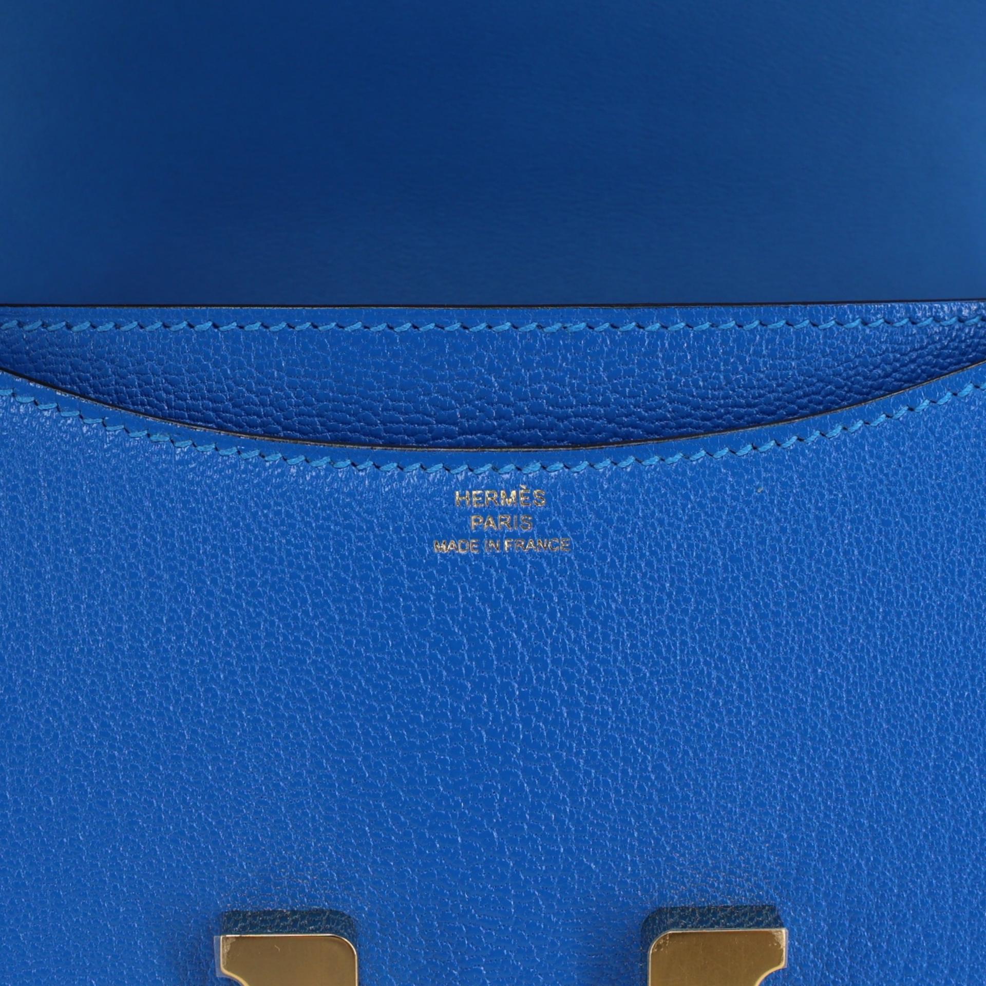 Excellent ( Rank SA ) HERMÈS Constance Mini Bleu Hydra (T7) Chevre Gold hardware U (2022) - 10