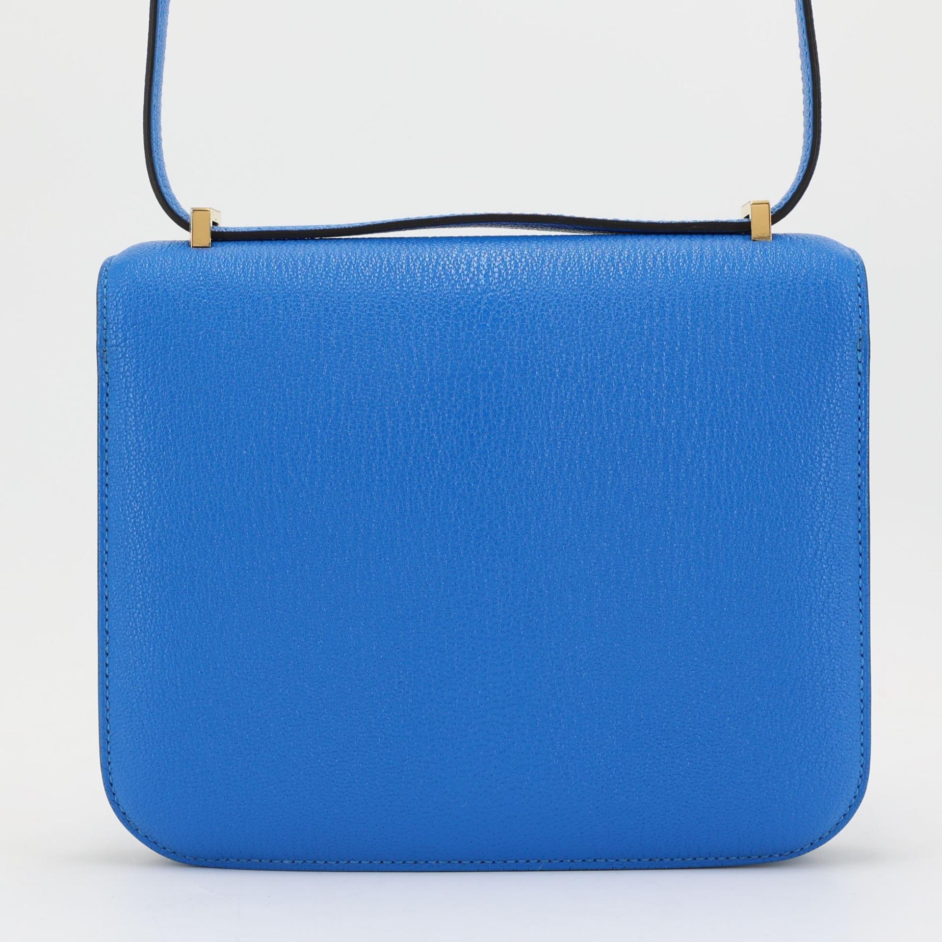 Excellent ( Rank SA ) HERMÈS Constance Mini Bleu Hydra (T7) Chevre Gold hardware U (2022) - 2