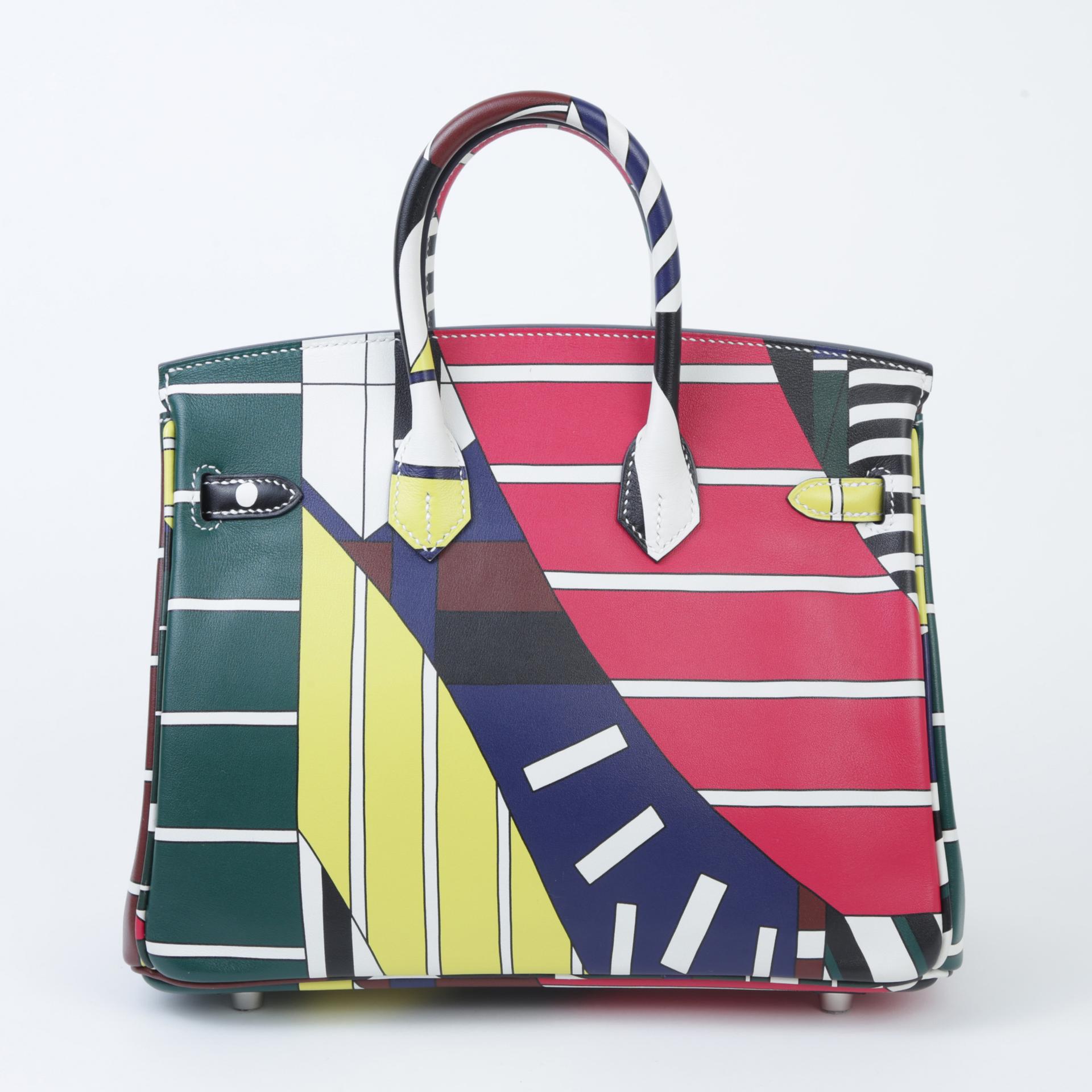 Excellent ( Rank SA ) HERMÈS Limited Edition Birkin 25 Multi-color Swift Palladium hardware C (2018) - 2