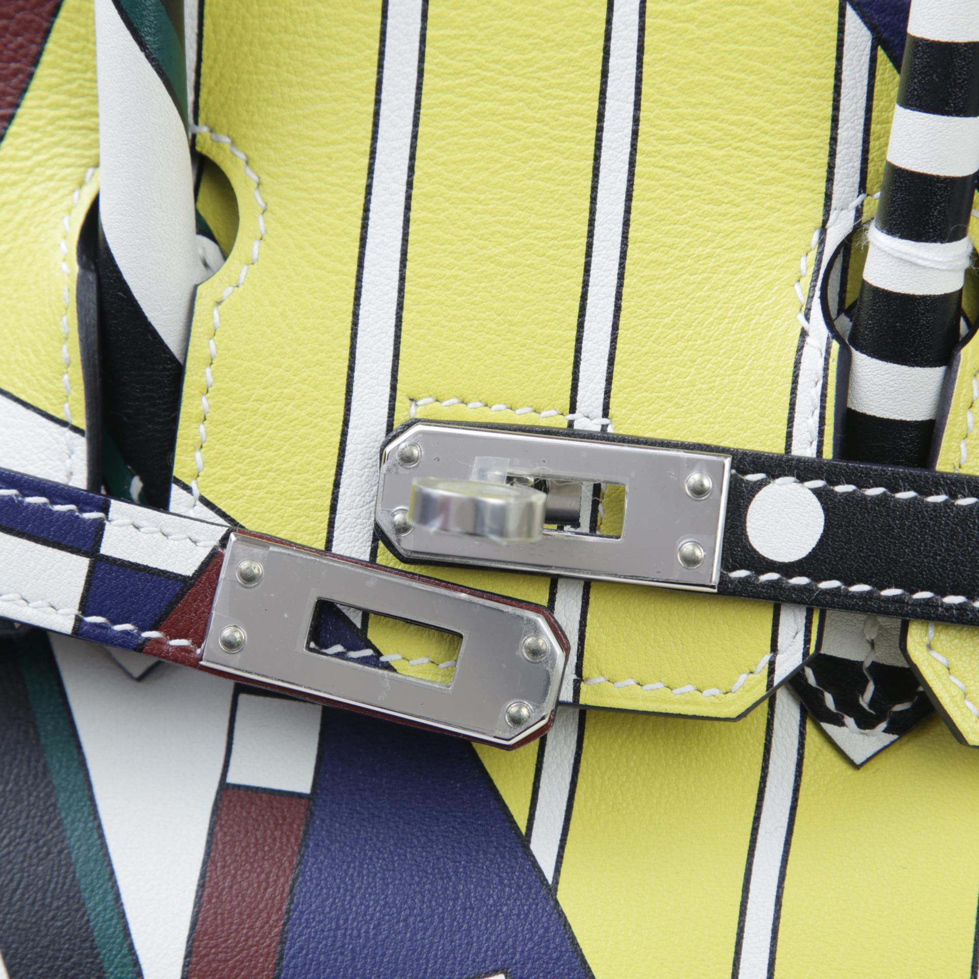 Excellent ( Rank SA ) HERMÈS Limited Edition Birkin 25 Multi-color Swift Palladium hardware C (2018) - 8