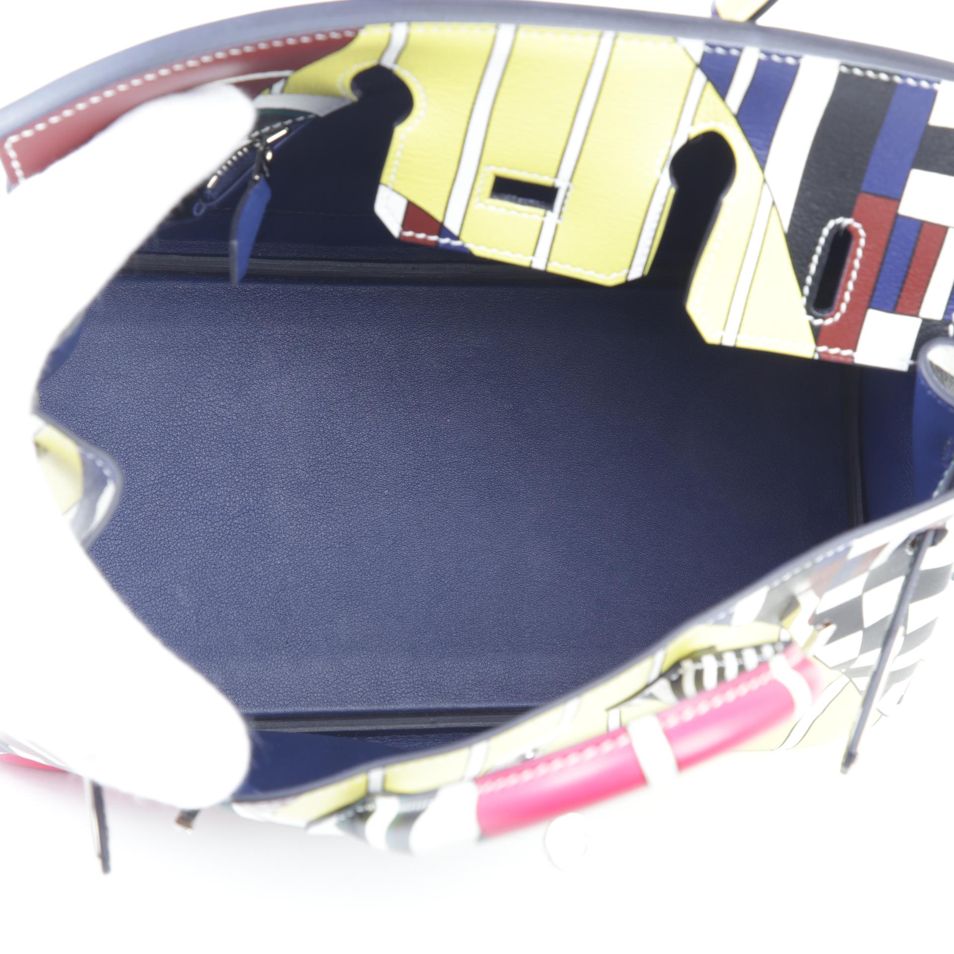 Excellent ( Rank SA ) HERMÈS Limited Edition Birkin 25 Multi-color Swift Palladium hardware C (2018) - 10