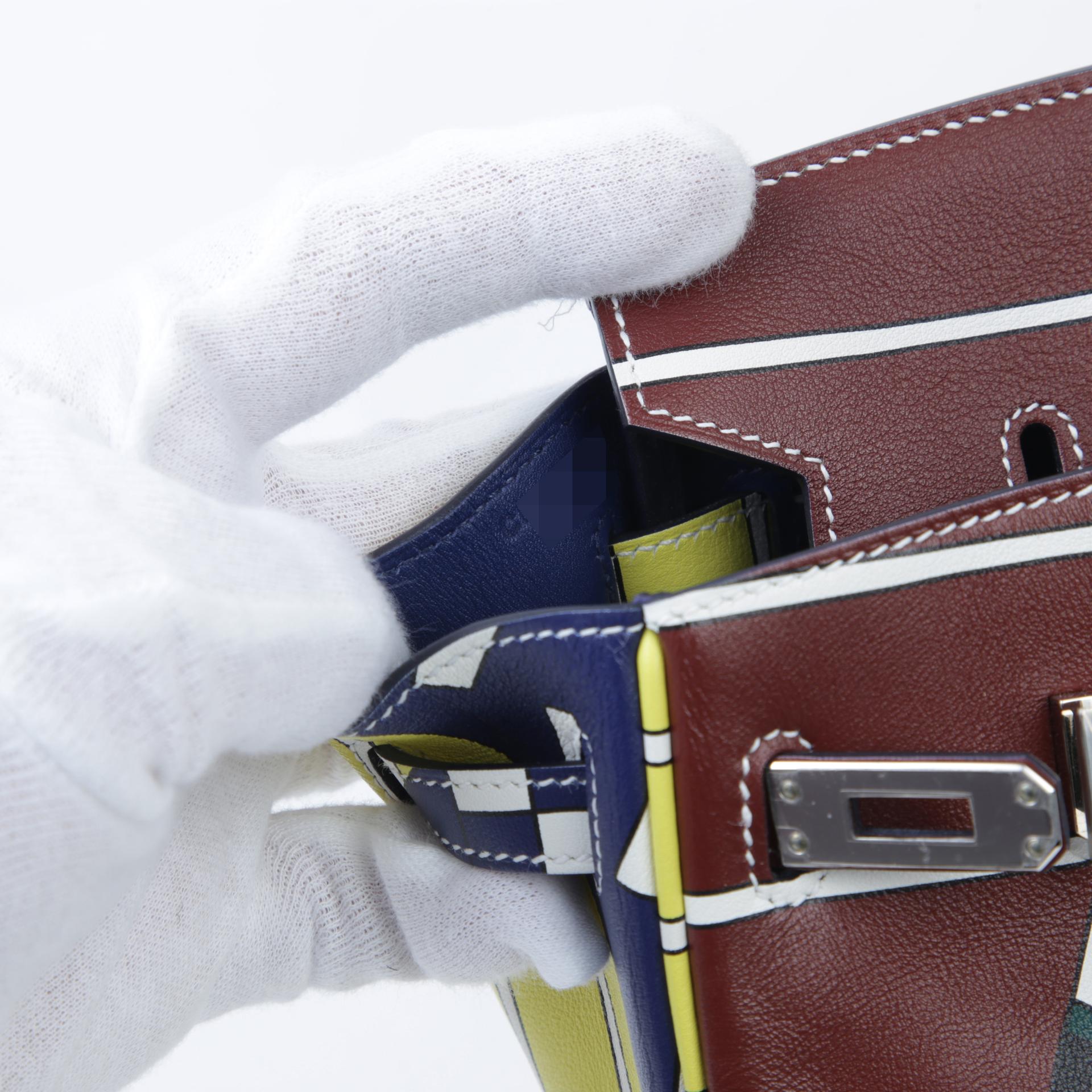 Excellent ( Rank SA ) HERMÈS Limited Edition Birkin 25 Multi-color Swift Palladium hardware C (2018) - 13