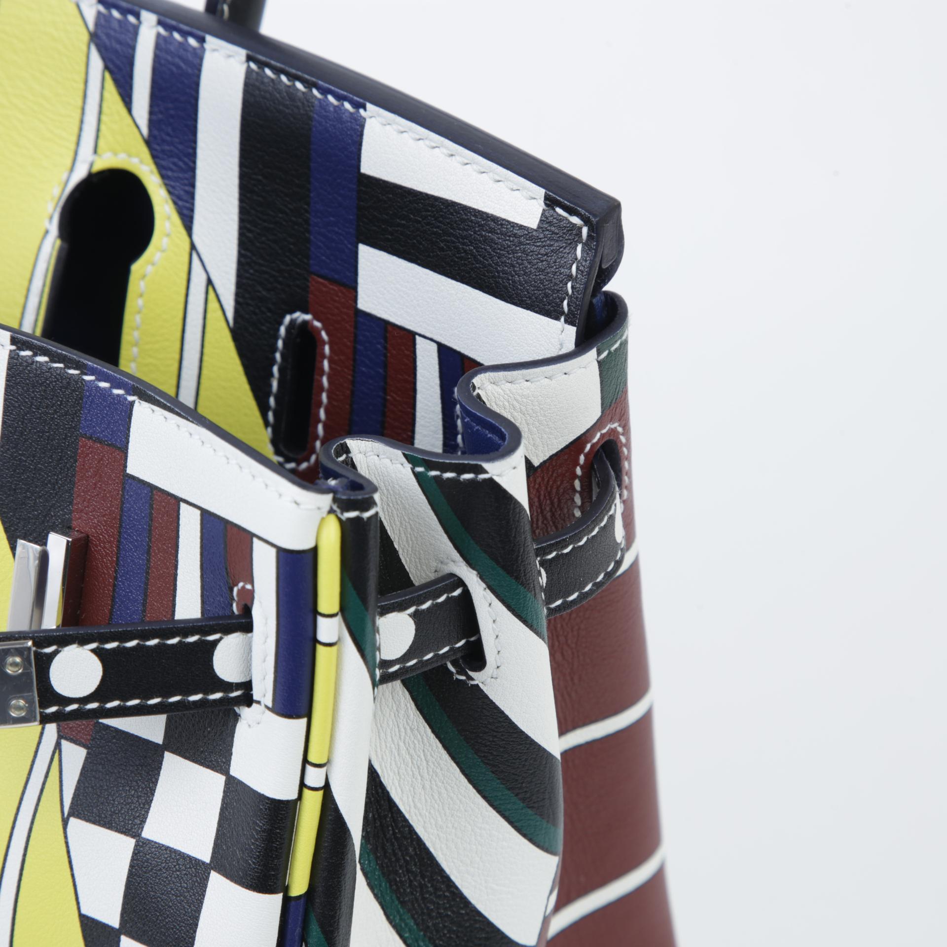 Excellent ( Rank SA ) HERMÈS Limited Edition Birkin 25 Multi-color Swift Palladium hardware C (2018) - 11