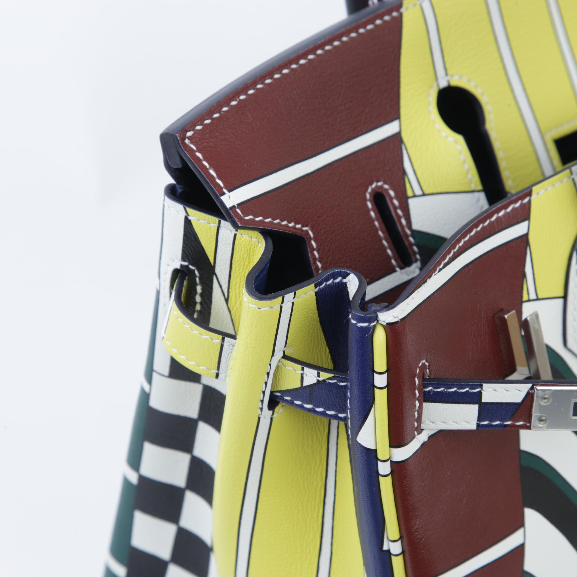 Excellent ( Rank SA ) HERMÈS Limited Edition Birkin 25 Multi-color Swift Palladium hardware C (2018) - 12