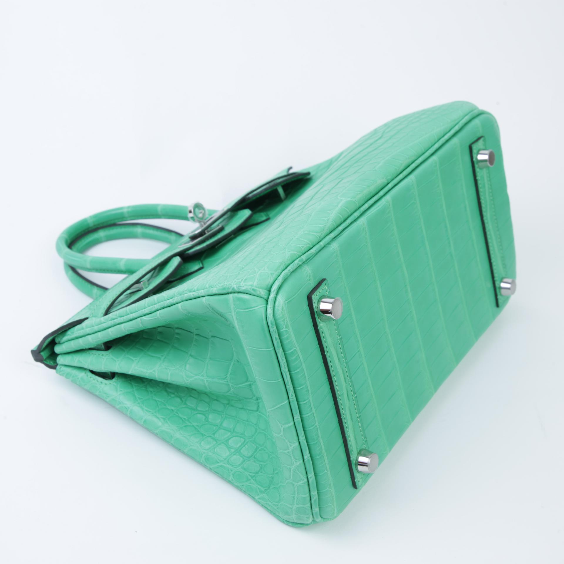 全新 HERMÈS 愛馬仕 Birkin 25 0Z 漫畫綠 Vert Comics □ 短吻鱷 霧面 銀扣 W刻 2024年 - 4