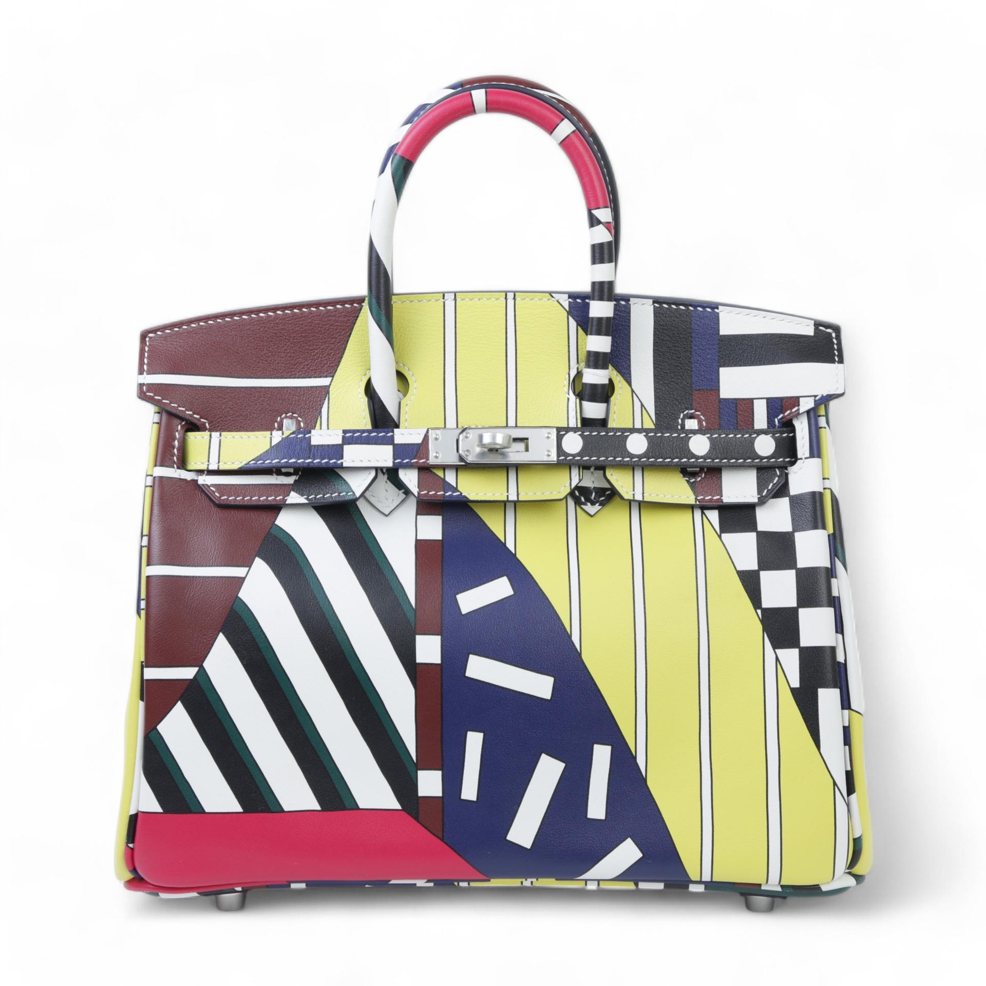 Excellent ( Rank SA ) HERMÈS Limited Edition Birkin 25 Multi-color Swift Palladium hardware C (2018) - 1