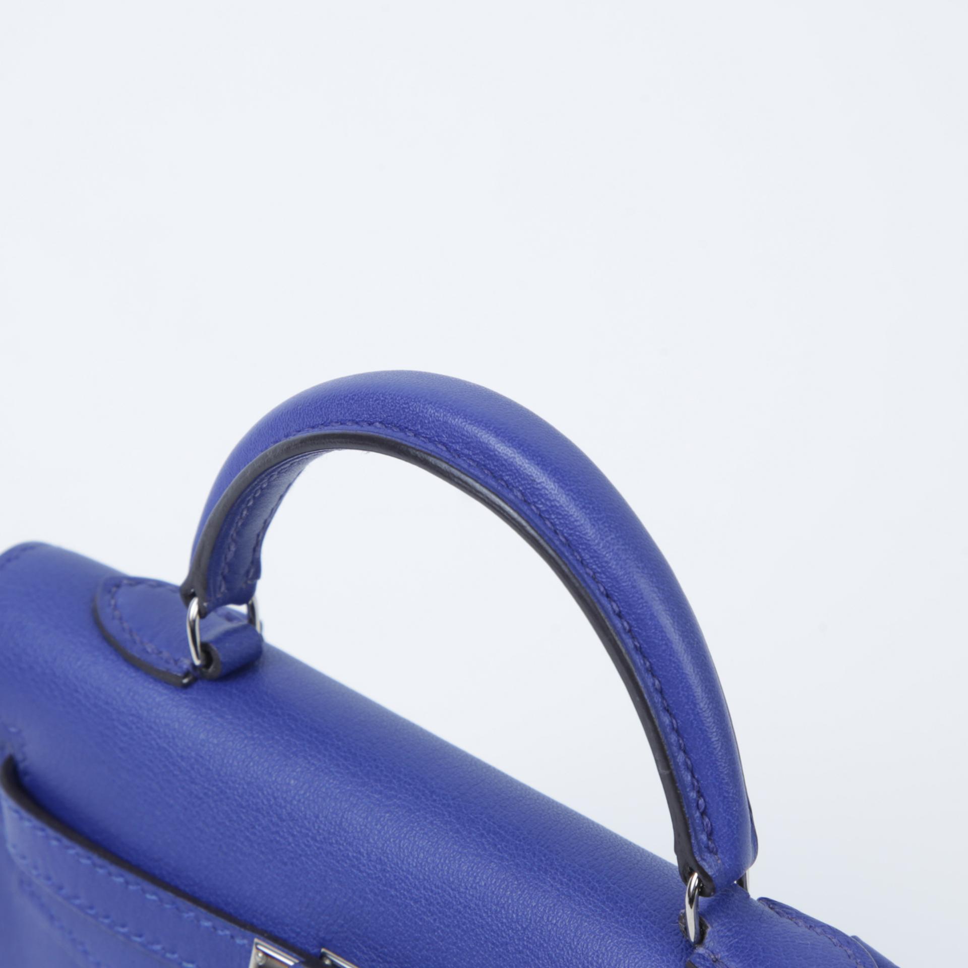 Very Good ( Rank A)  HERMÈS  Kelly Tiny Bleu Electrique (7T) Swift Palladium hardware Square O (2011) - 3