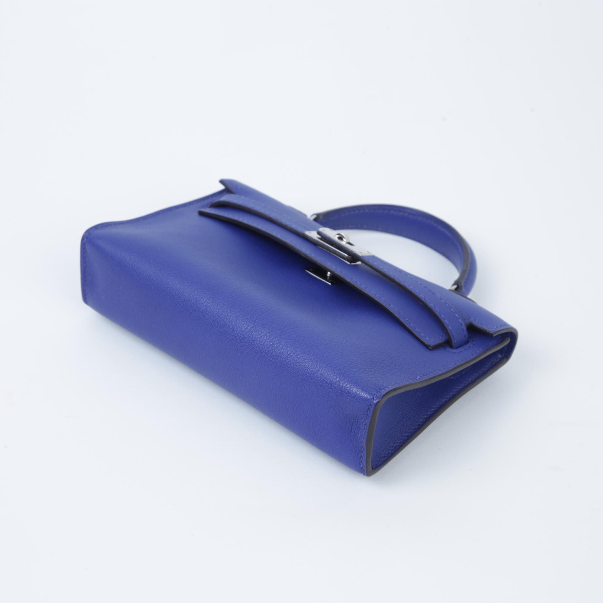 Very Good ( Rank A)  HERMÈS  Kelly Tiny Bleu Electrique (7T) Swift Palladium hardware Square O (2011) - 5