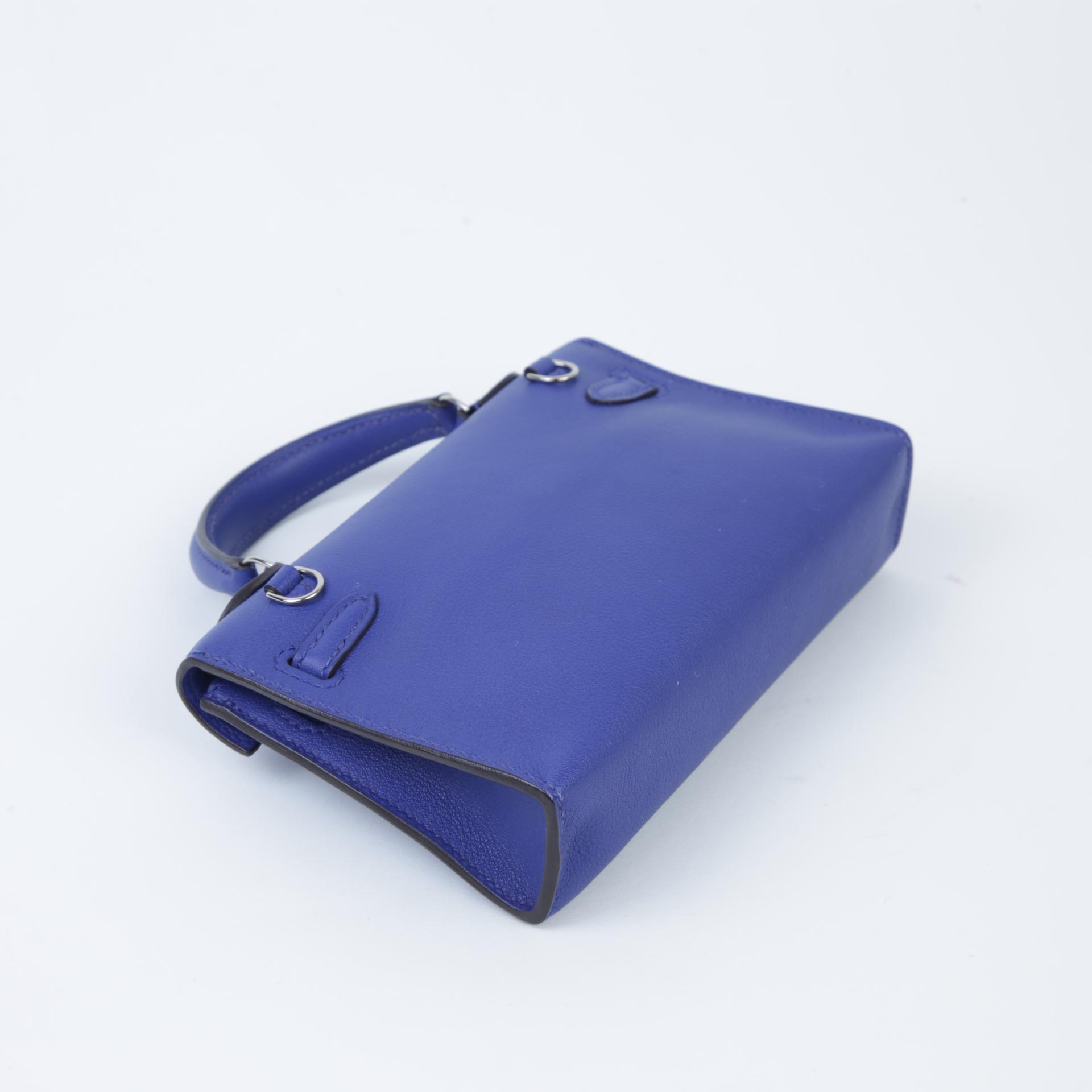 Very Good ( Rank A)  HERMÈS  Kelly Tiny Bleu Electrique (7T) Swift Palladium hardware Square O (2011) - 6