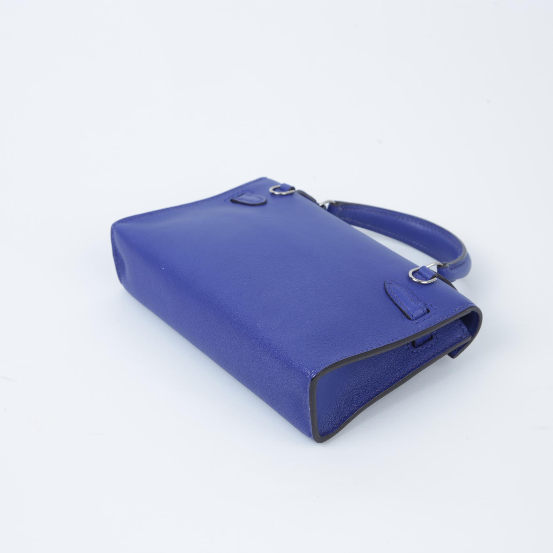 Very Good ( Rank A)  HERMÈS  Kelly Tiny Bleu Electrique (7T) Swift Palladium hardware Square O (2011) - 7
