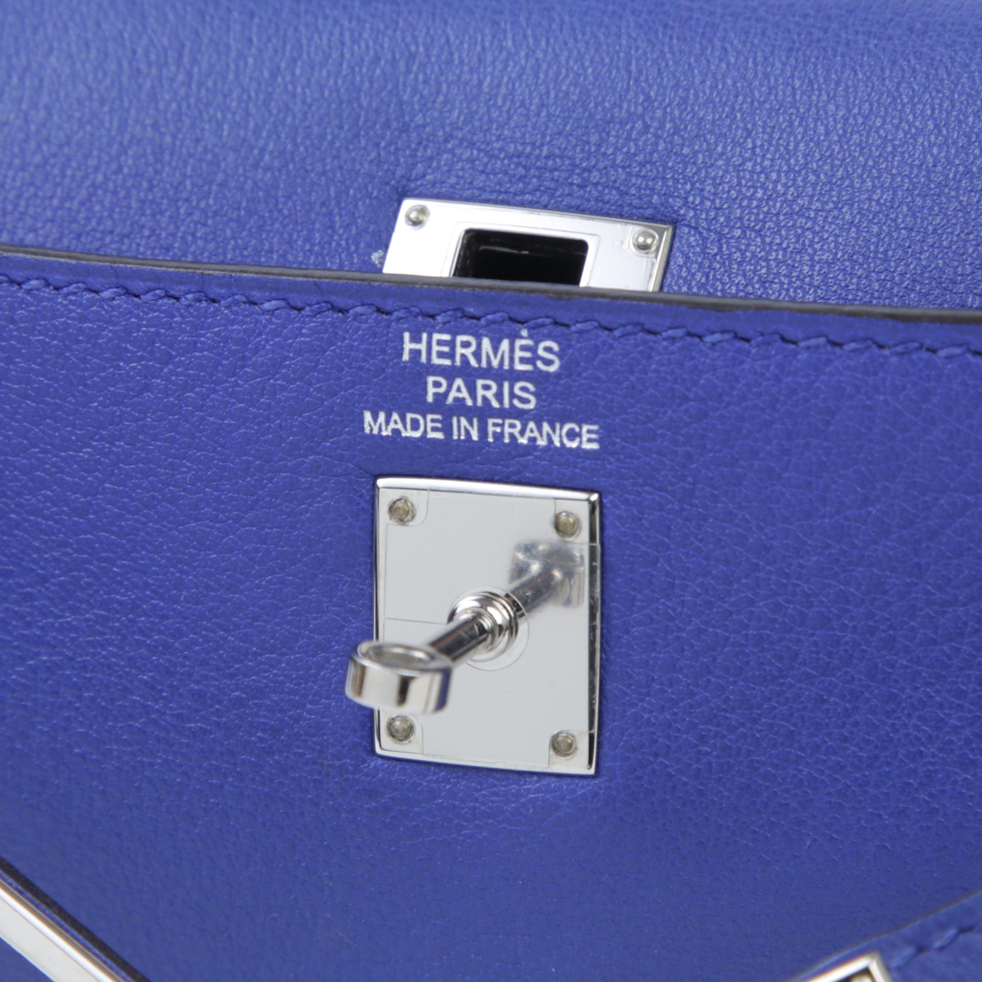 Very Good ( Rank A)  HERMÈS  Kelly Tiny Bleu Electrique (7T) Swift Palladium hardware Square O (2011) - 9