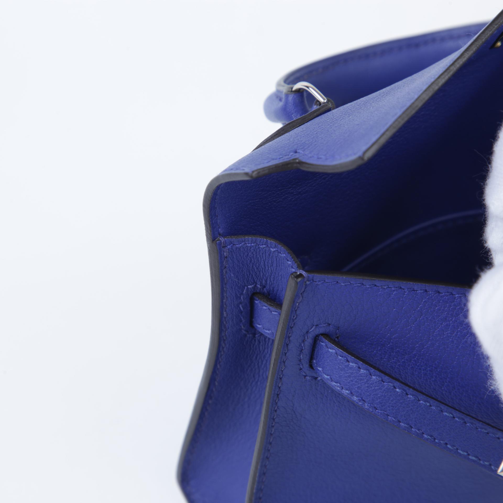 Very Good ( Rank A)  HERMÈS  Kelly Tiny Bleu Electrique (7T) Swift Palladium hardware Square O (2011) - 13