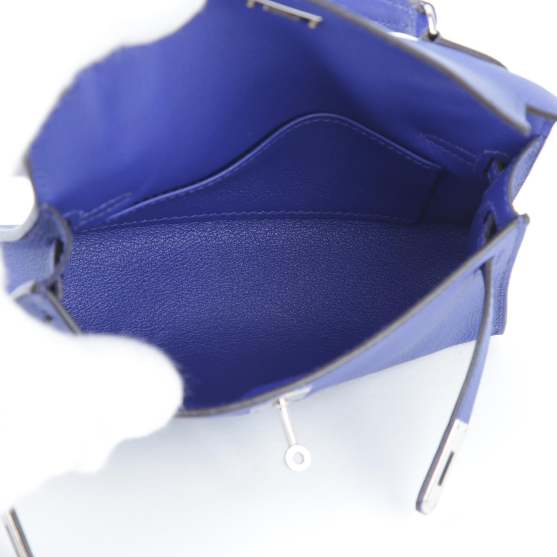 Very Good ( Rank A)  HERMÈS  Kelly Tiny Bleu Electrique (7T) Swift Palladium hardware Square O (2011) - 11