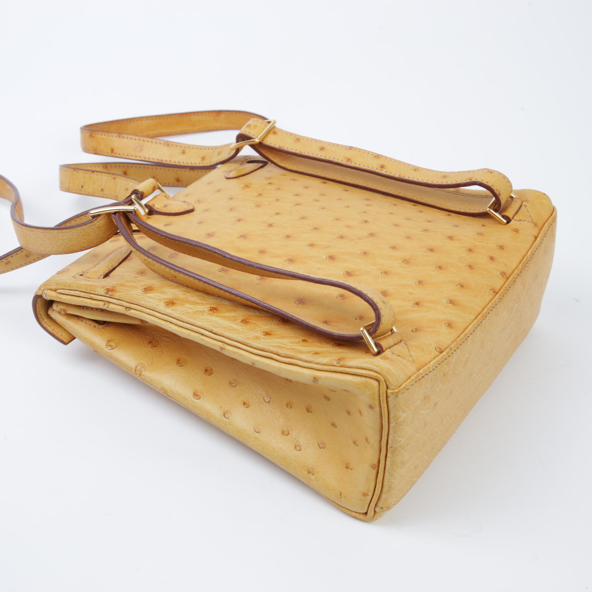 ランク B HERMÈS エルメス ケリーアド PM サフラン (22) オーストリッチ ゴールド金具 □D刻印 - 6