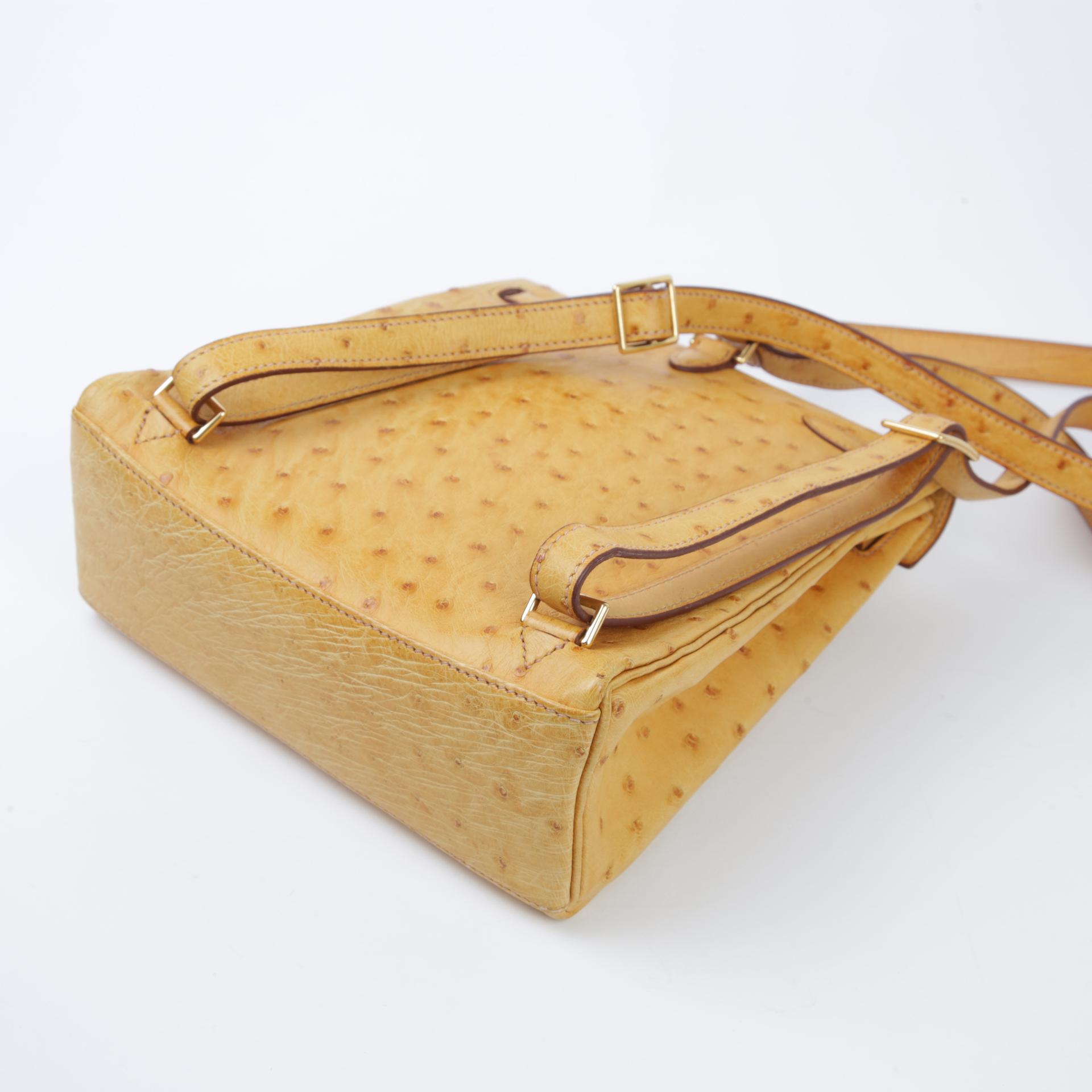 ランク B HERMÈS エルメス ケリーアド PM サフラン (22) オーストリッチ ゴールド金具 □D刻印 - 7