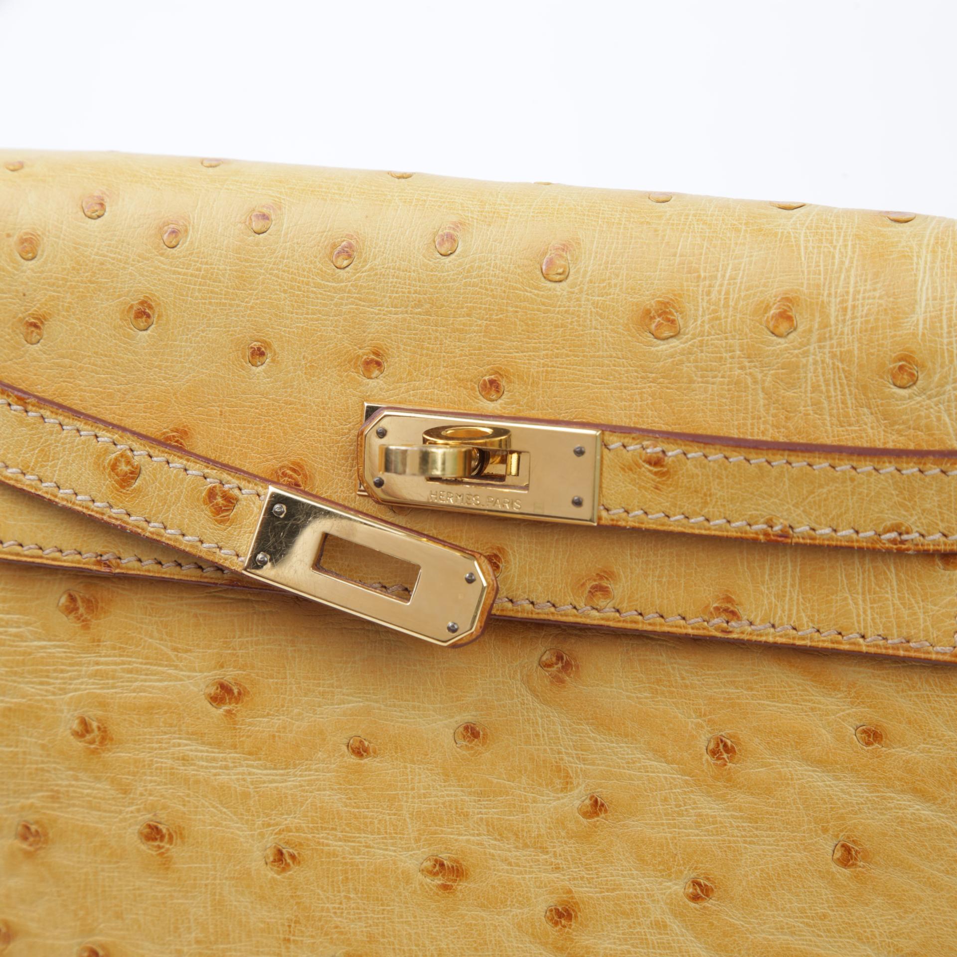 ランク B HERMÈS エルメス ケリーアド PM サフラン (22) オーストリッチ ゴールド金具 □D刻印 - 8