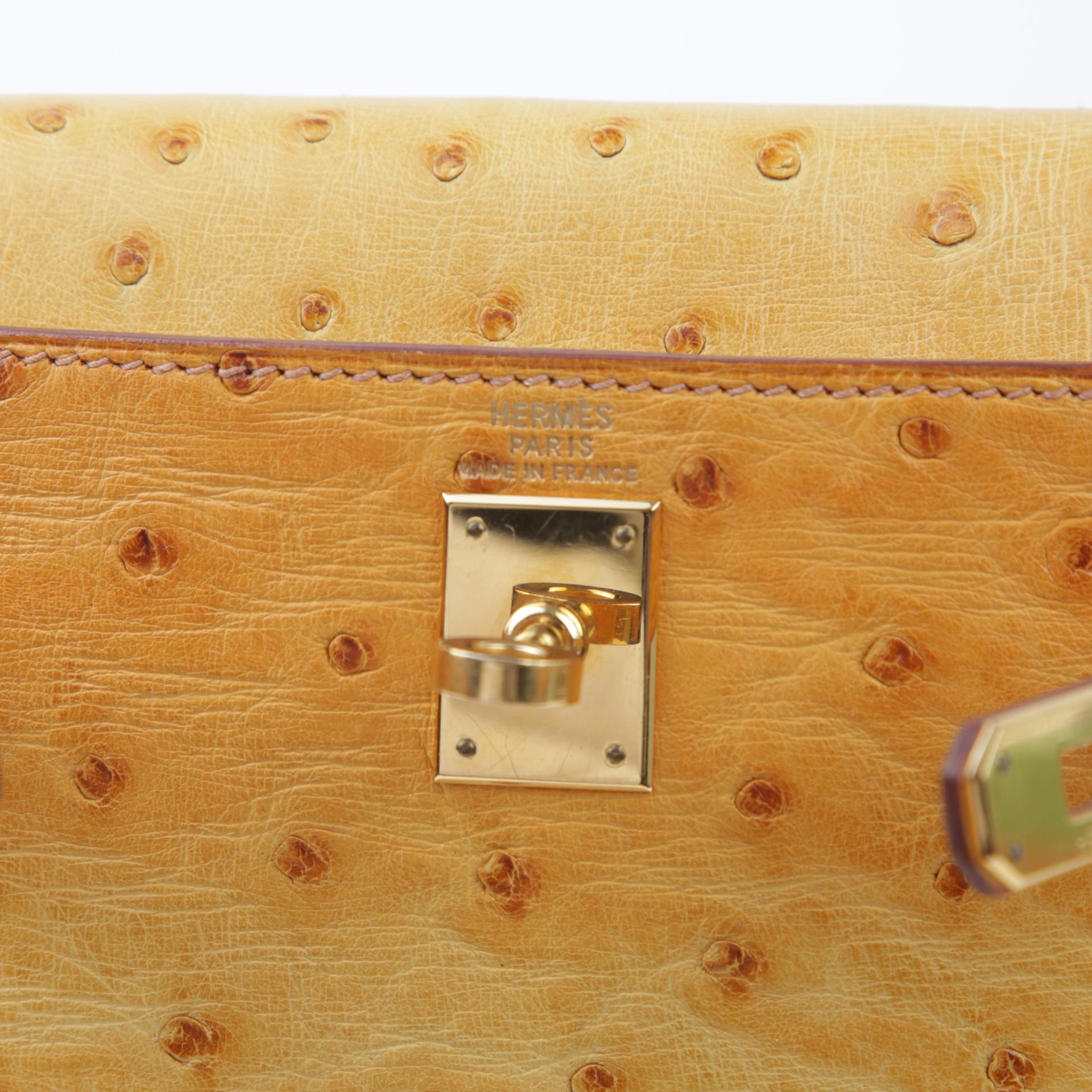 ランク B HERMÈS エルメス ケリーアド PM サフラン (22) オーストリッチ ゴールド金具 □D刻印 - 10