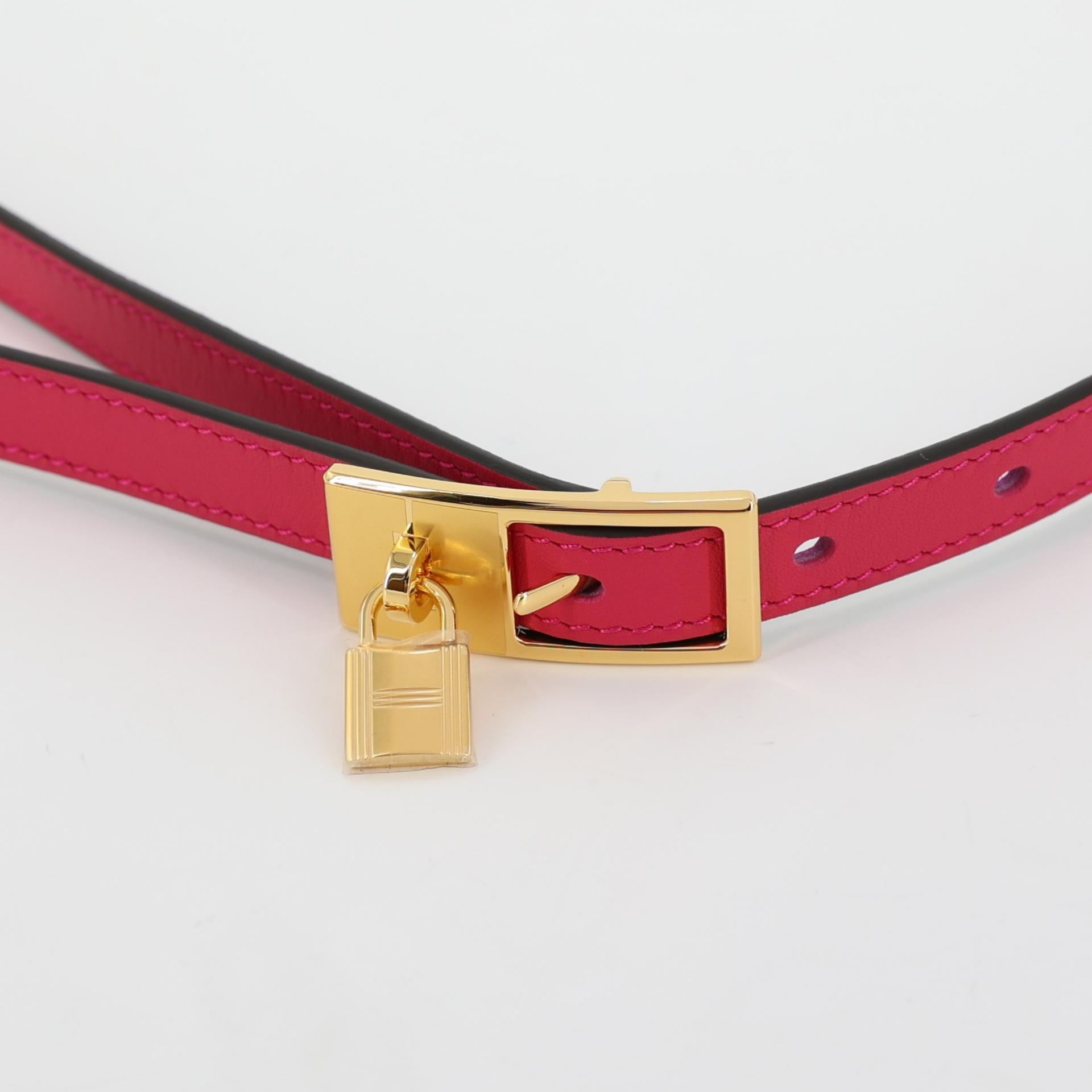 Brand New ( Rank N ) HERMÈS Lucky 15 reversible belt Rose Mexico (0D) Anemone (P9) Epsom Swift Gold hardware U (2022) - 6