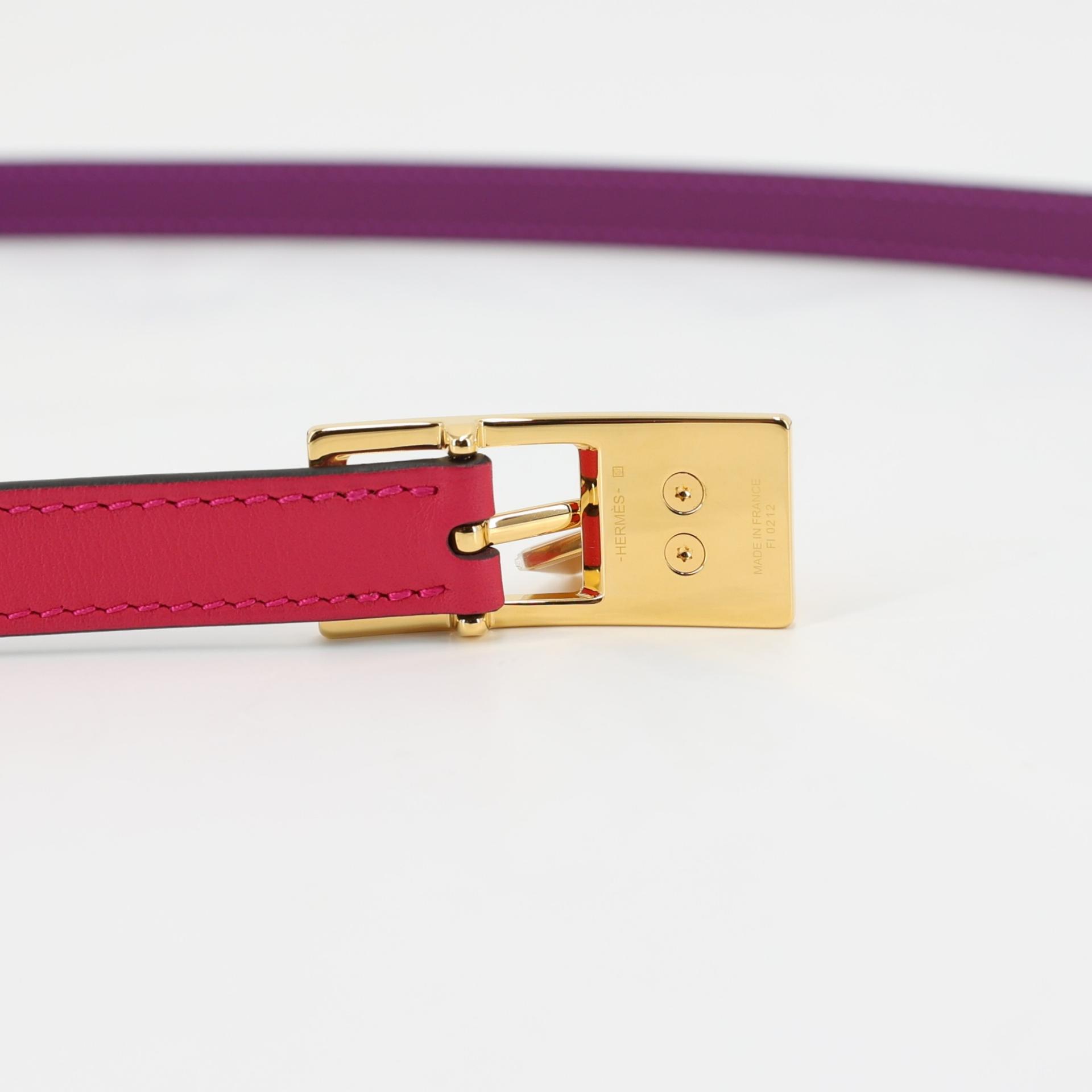 Brand New ( Rank N ) HERMÈS Lucky 15 reversible belt Rose Mexico (0D) Anemone (P9) Epsom Swift Gold hardware U (2022) - 7