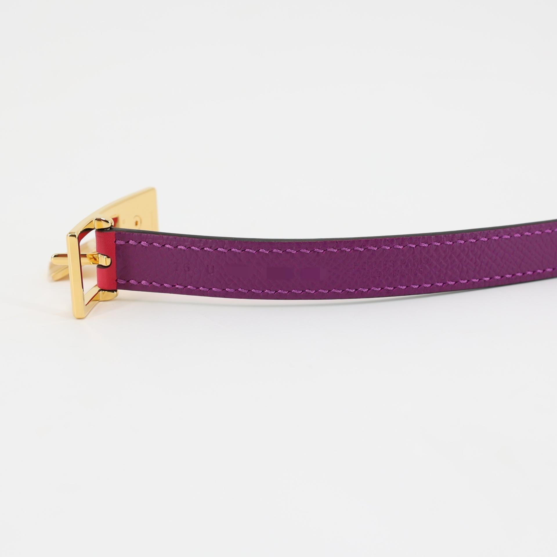 Brand New ( Rank N ) HERMÈS Lucky 15 reversible belt Rose Mexico (0D) Anemone (P9) Epsom Swift Gold hardware U (2022) - 8