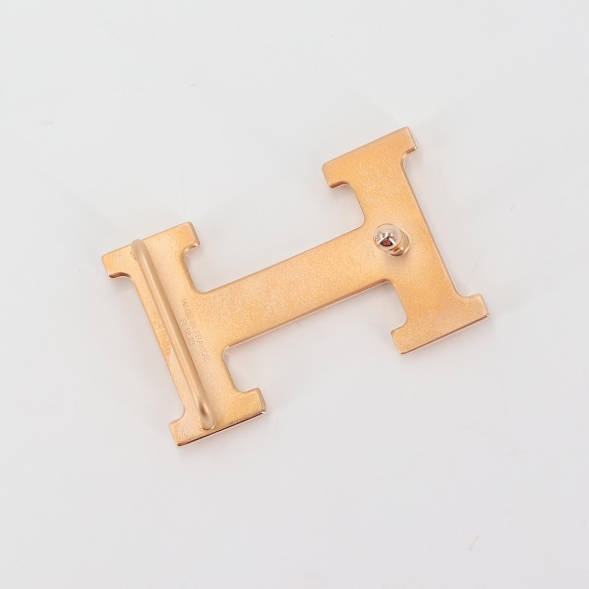 Brand New ( Rank N ) HERMÈS H Belt Gris misty (H0) Rose Sakura (3Q) Epsom Swift Rose Gold hardware W (2024) - 6