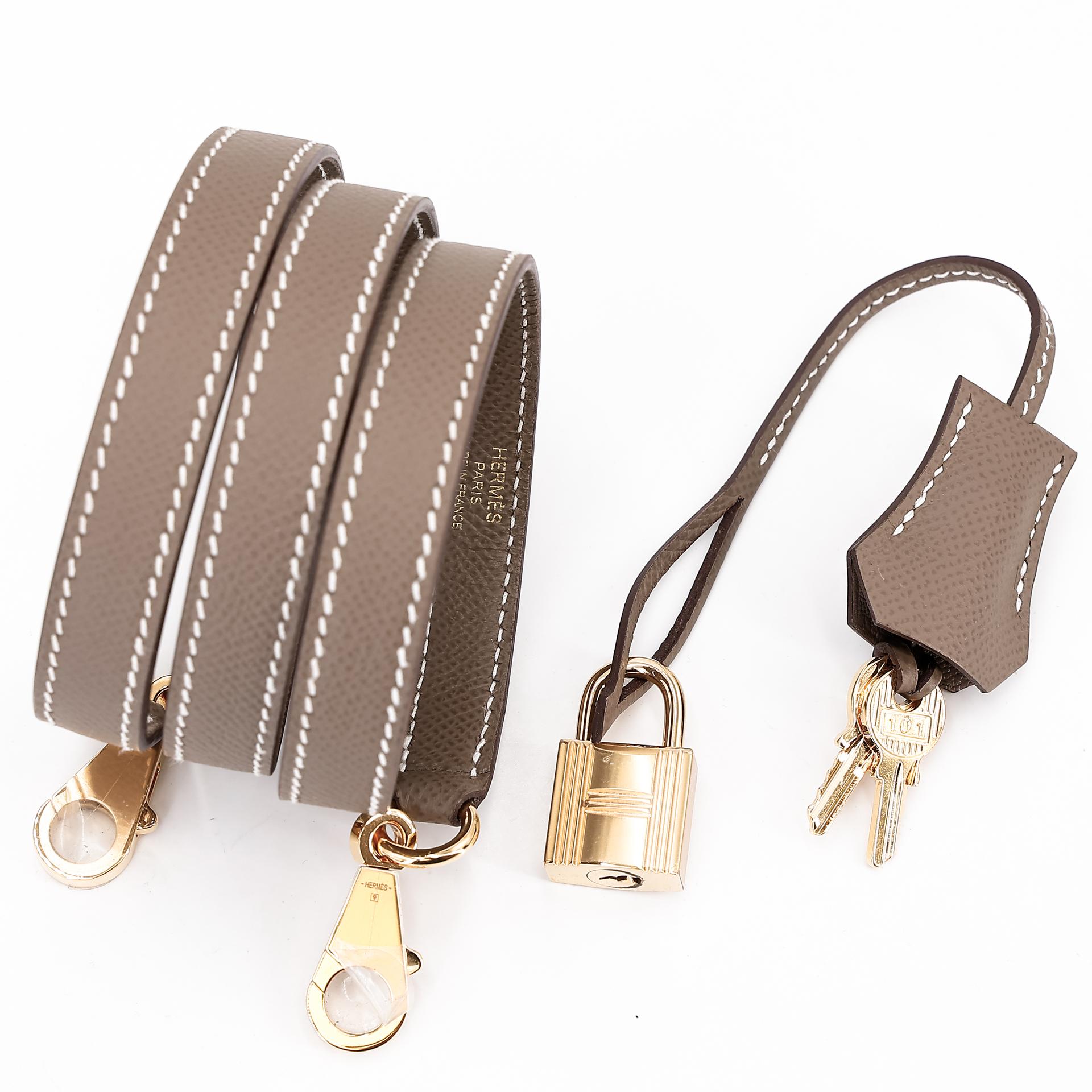 Excellent ( Rank SA ) HERMÈS Kelly 28 Sellier Etoupe (18) Epsom Gold hardware U (2022) - 27