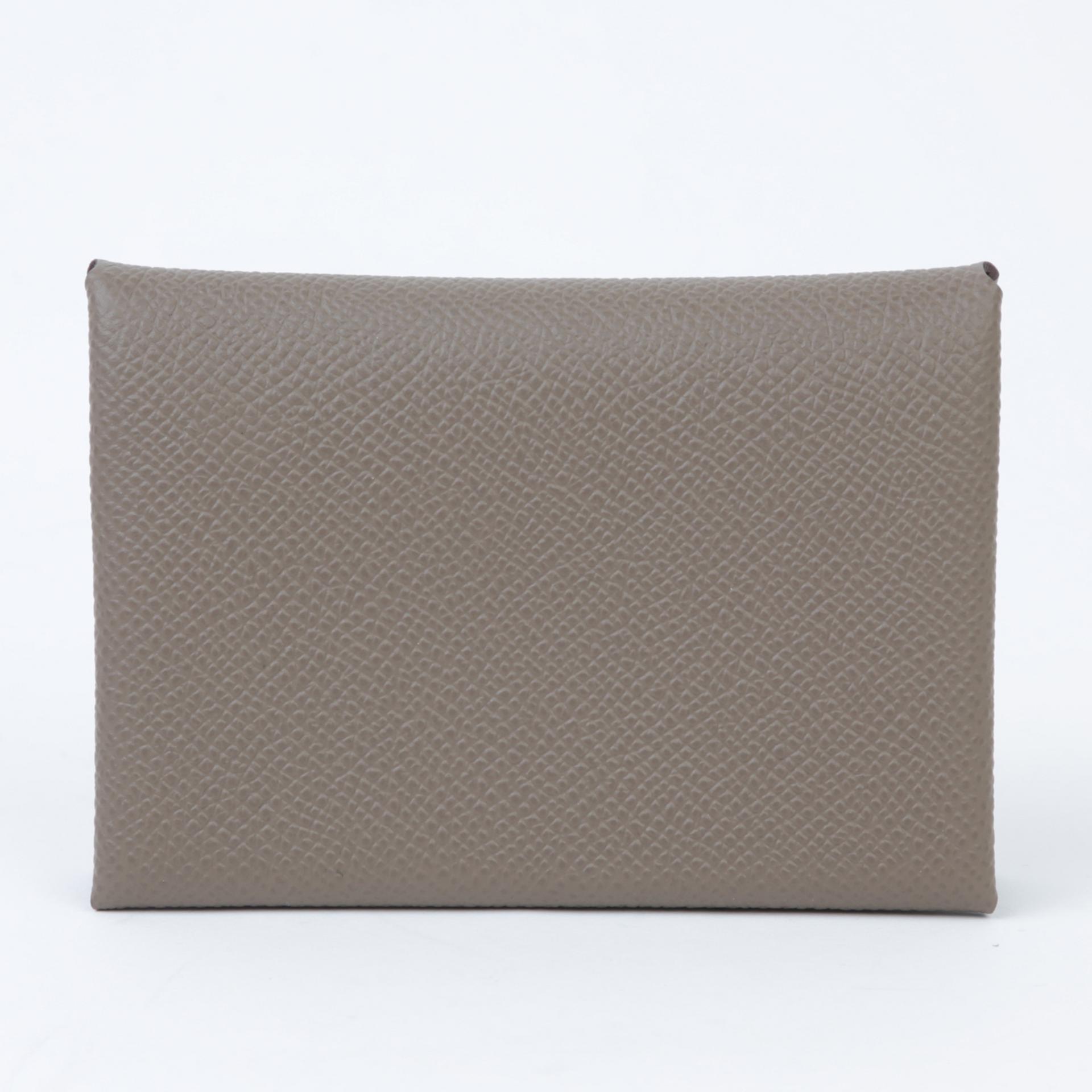 Brand New ( Rank N ) HERMÈS Calvi Duo card holder Etoupe (18) Epsom W (2024) - 2