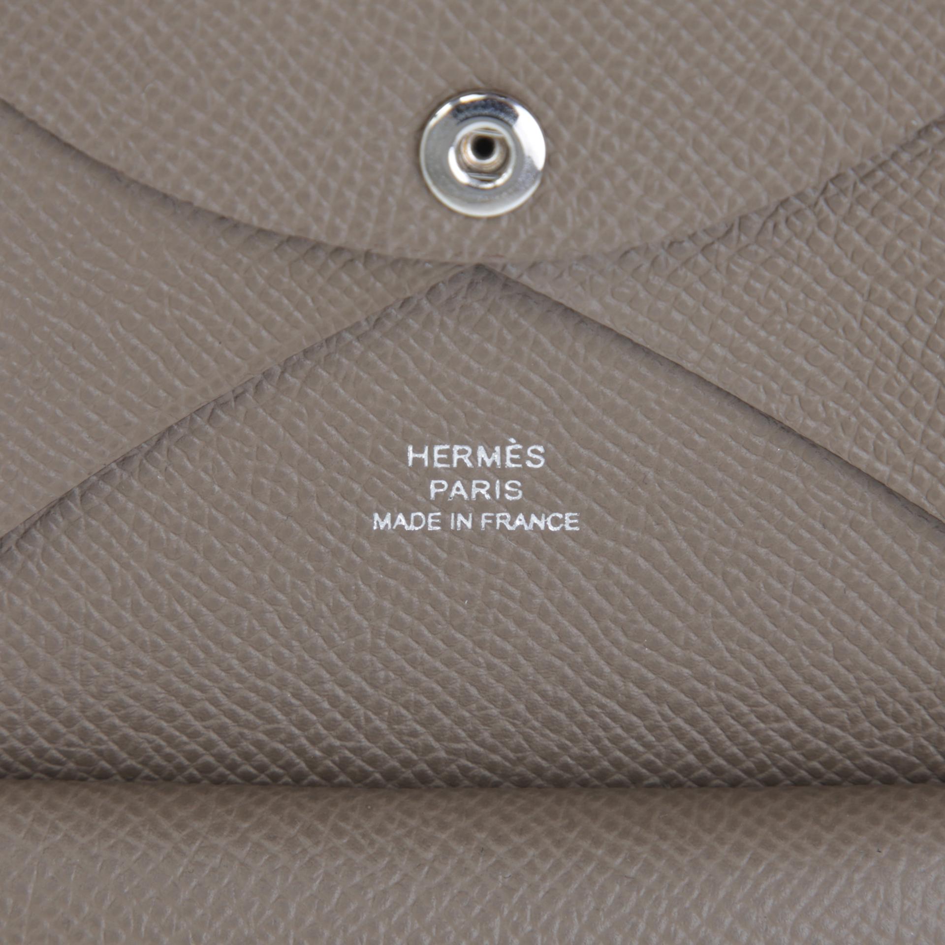 Brand New ( Rank N ) HERMÈS Calvi Duo card holder Etoupe (18) Epsom W (2024) - 8