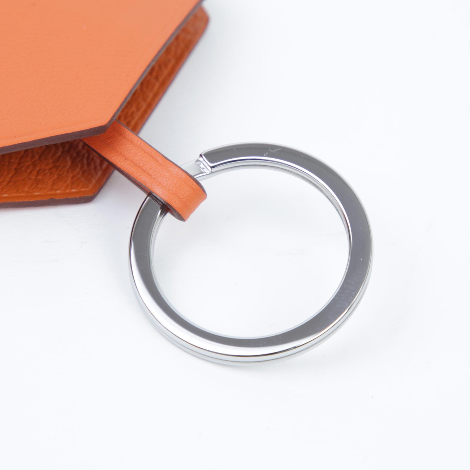 Brand New ( Rank N ) HERMÈS Clochette key holder Orange (93) Palladium hardware W (2024) - 3
