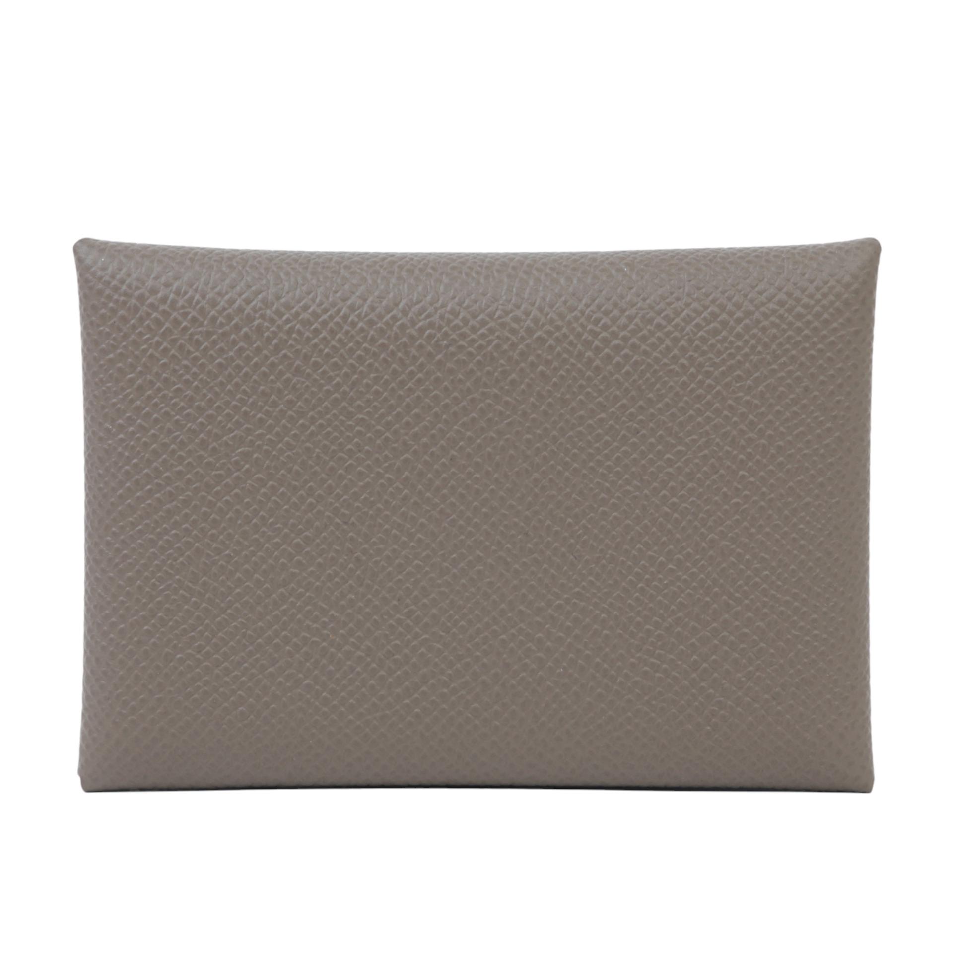 Brand New ( Rank N ) HERMÈS Calvi Duo card holder Etoupe (18) Epsom W (2024) - 1