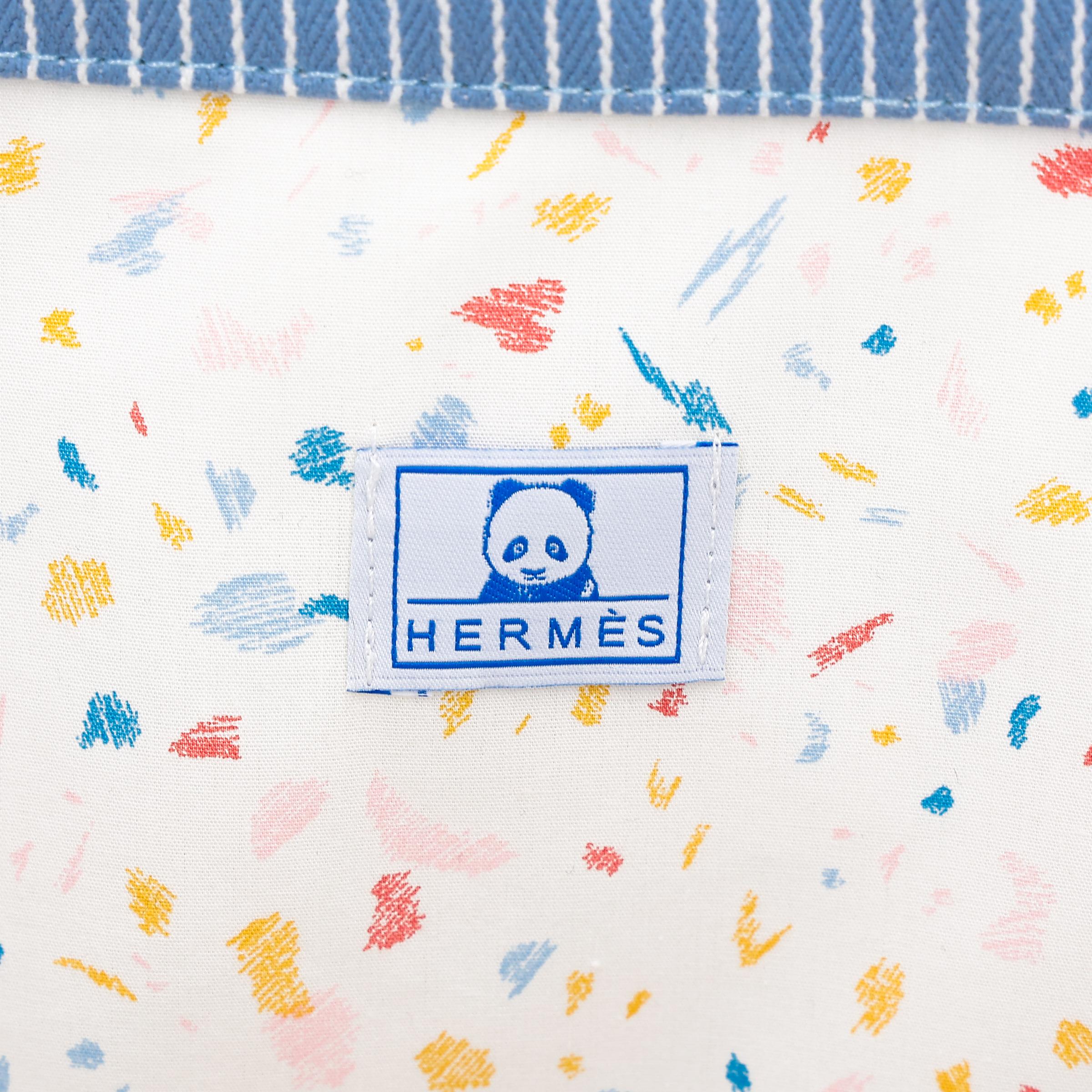 Excellent ( Rank SA ) HERMÈS Passe-passe nappy bag Blue Cotton Palladium hardware - 13