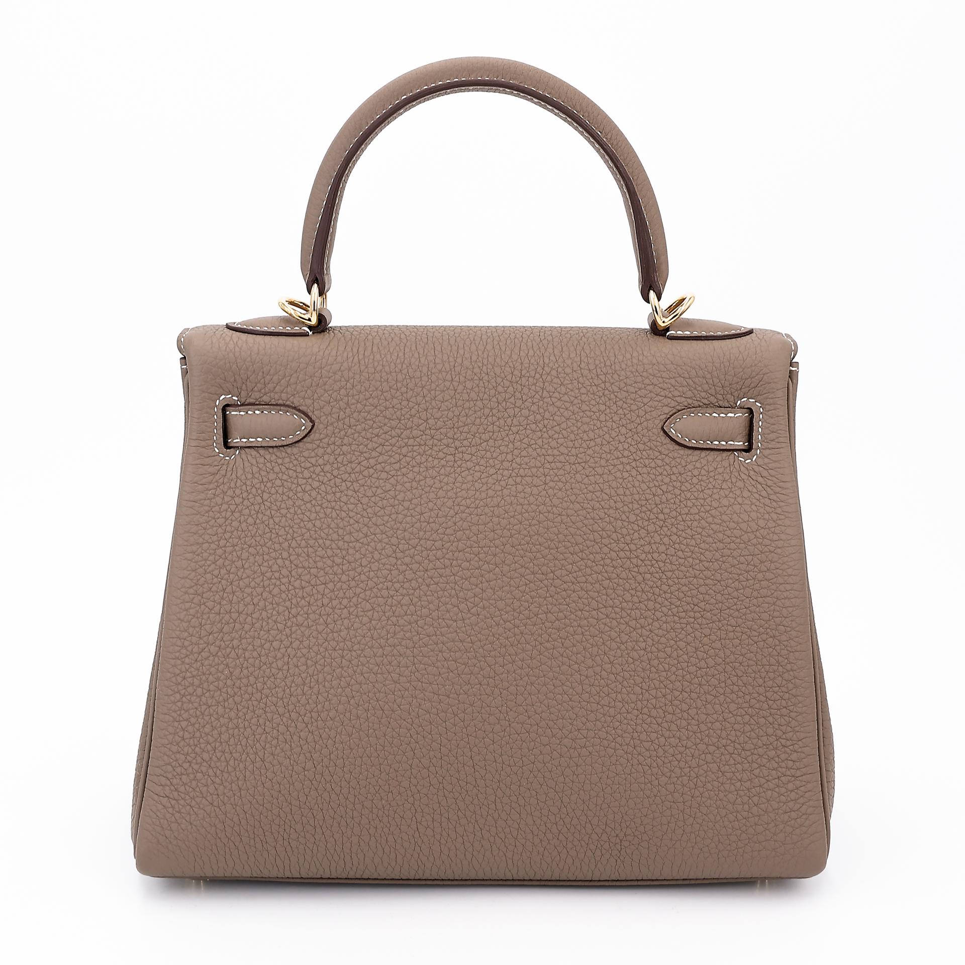 全新 HERMÈS 爱马仕 Kelly 25 18 大象灰 Etoupe Togo小牛皮 金扣 W刻 2024年 - 2
