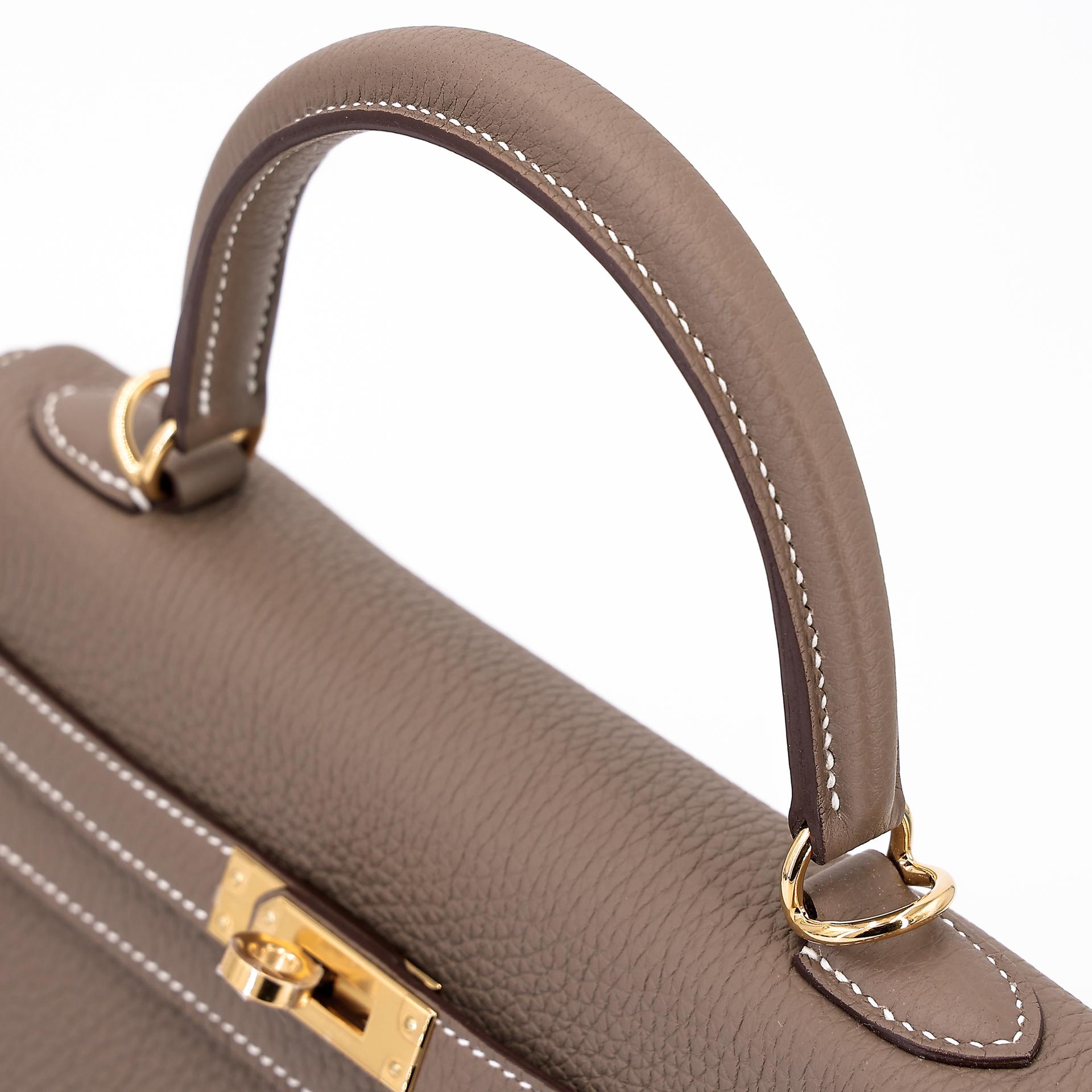 全新 HERMÈS 爱马仕 Kelly 25 18 大象灰 Etoupe Togo小牛皮 金扣 W刻 2024年 - 3