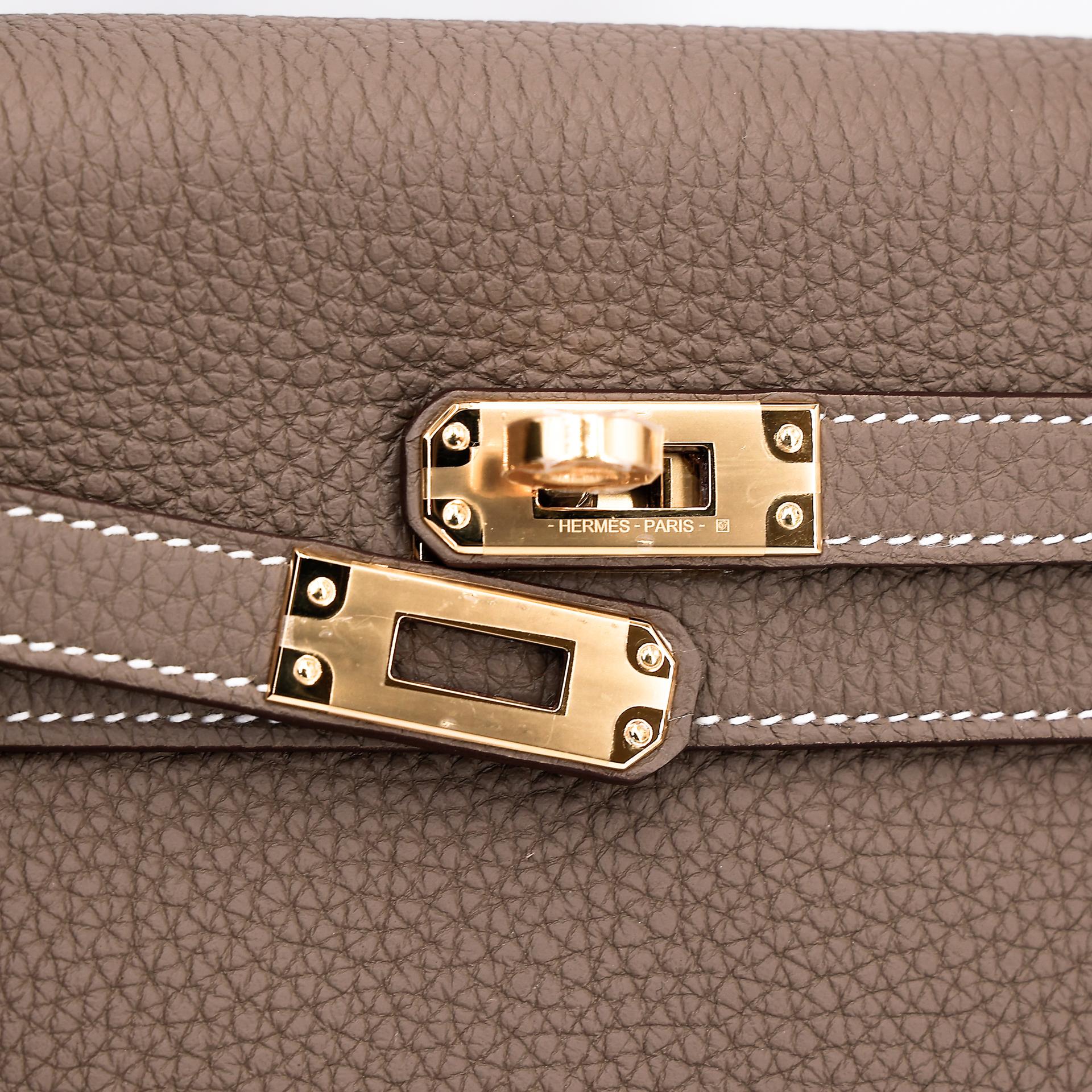 全新 HERMÈS 爱马仕 Kelly 25 18 大象灰 Etoupe Togo小牛皮 金扣 W刻 2024年 - 8